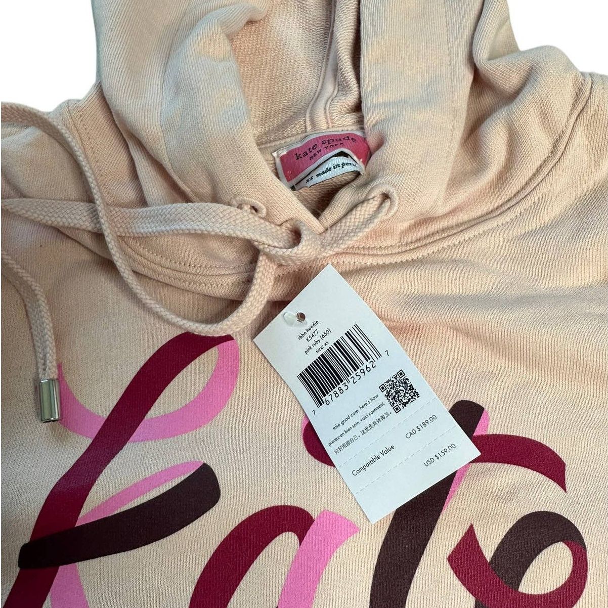 Kate Spade Kate Spade Ribbon Hoodie XS Pink Ruby Size XS / US 0-2 / IT 36-38 - 6 Thumbnail