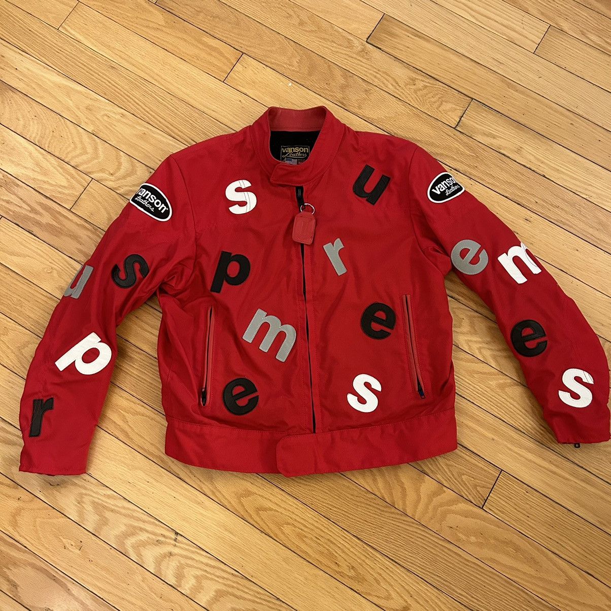 supreme vanson leathers letters cordura jacket
