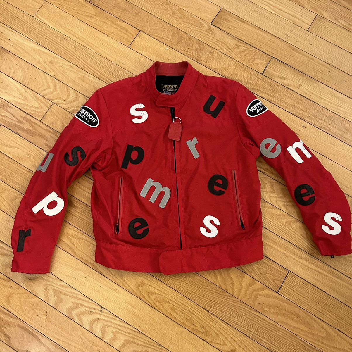 Supreme Used Supreme x Vanson Leathers Letter Cordura Jacket Red M