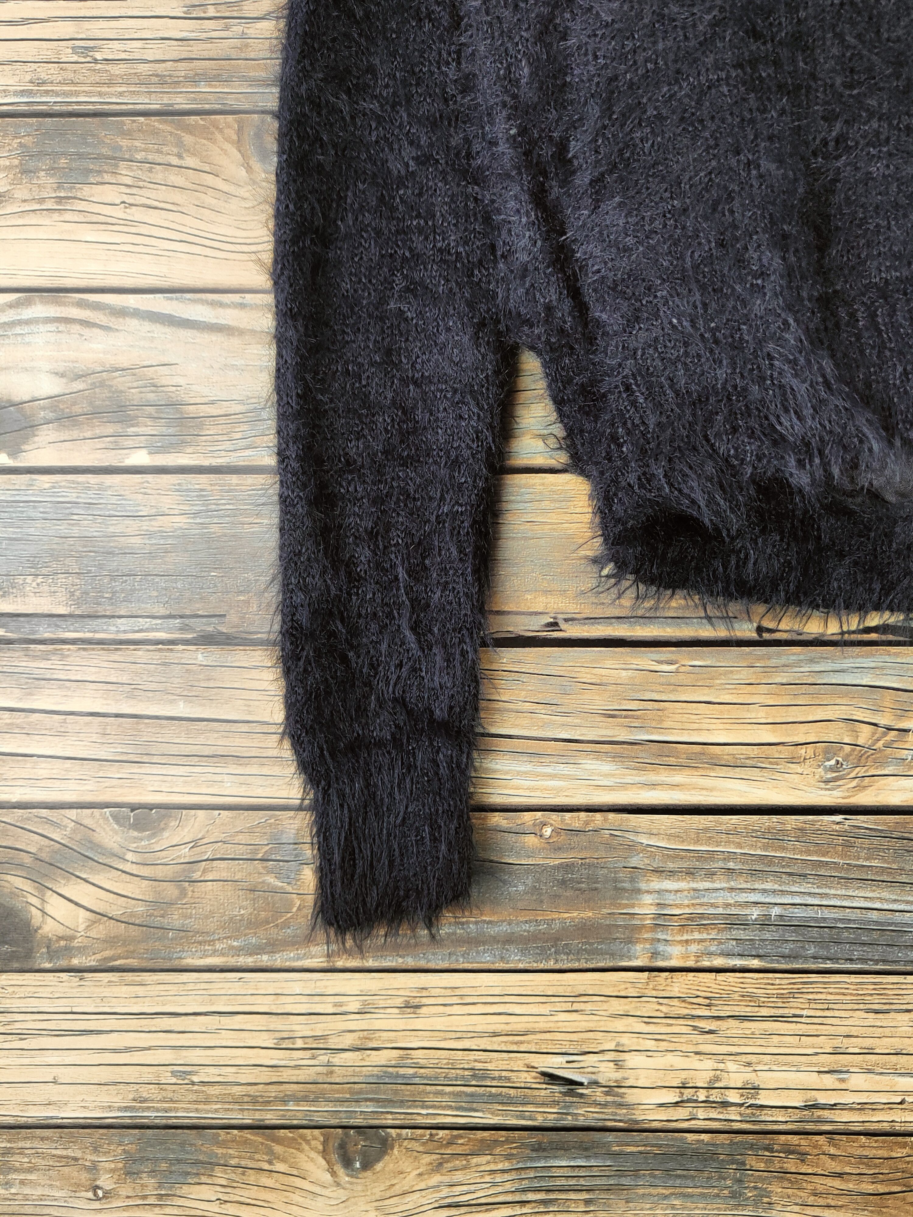 Japanese Brand DL Cecil McBee Black Fur Mohair Knitwear #46-546 Size M / US 6-8 / IT 42-44 - 4 Thumbnail