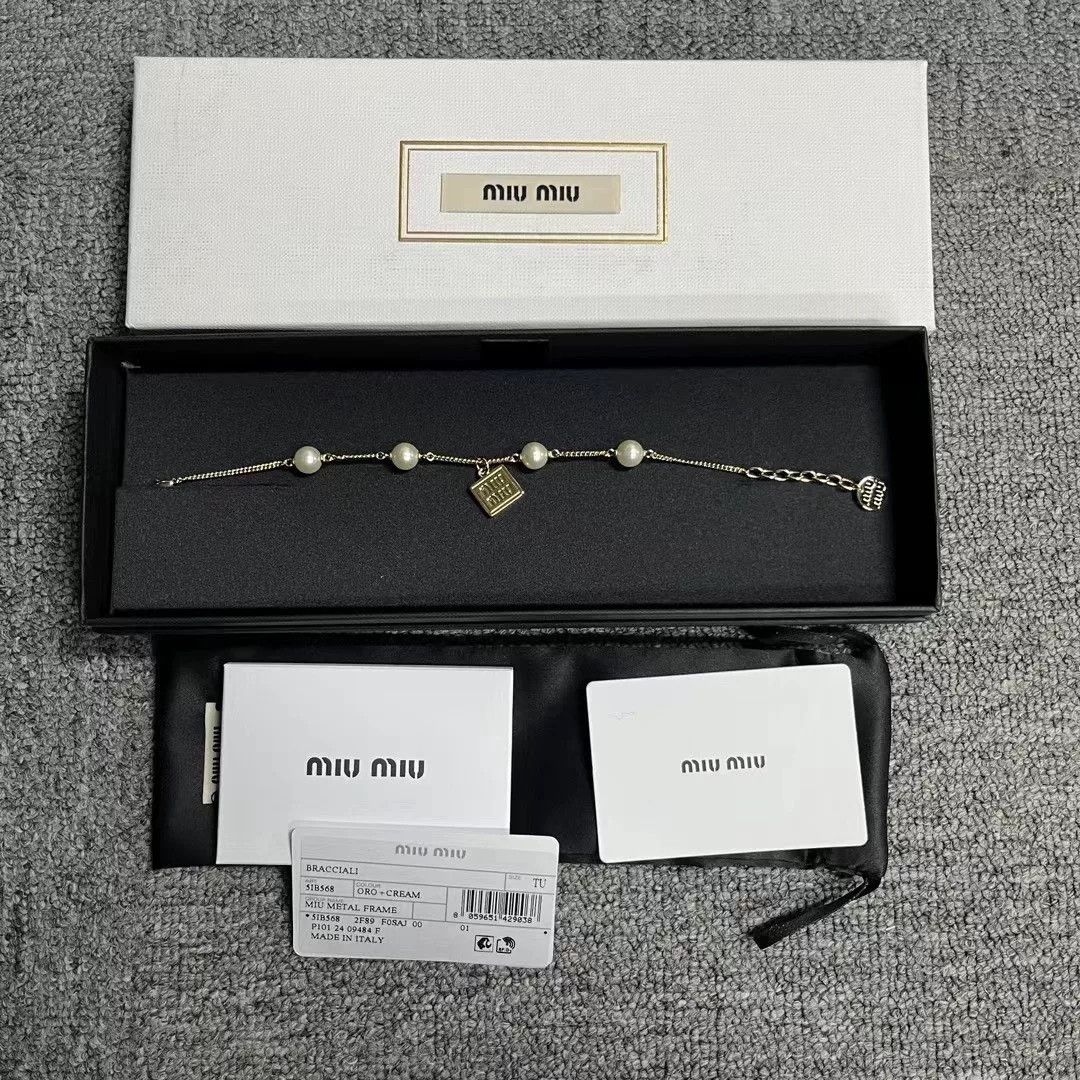 Miu Miu Miu Miu Gold Logo Engraved Bracelet Size ONE SIZE - 1 Thumbnail