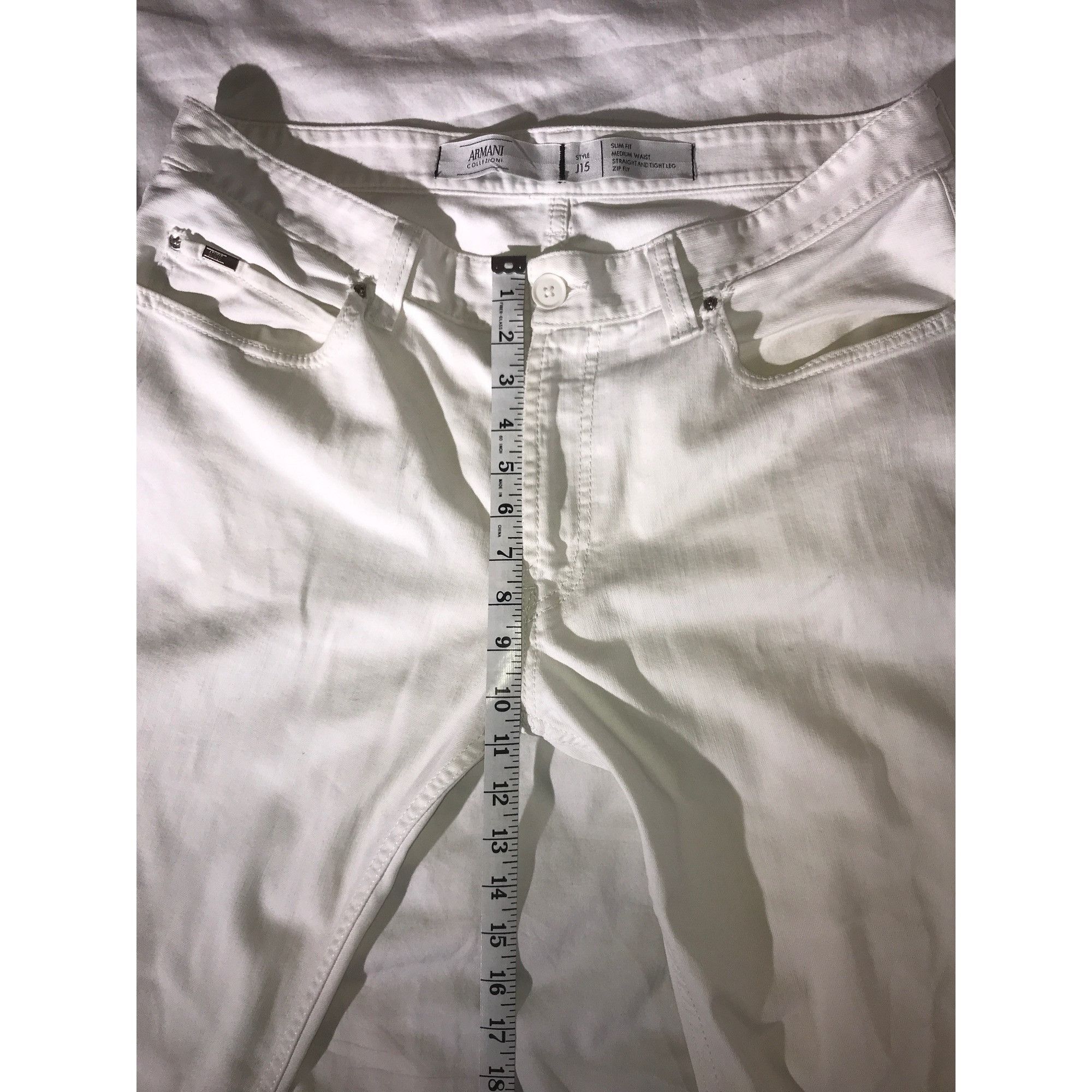 Armani Collezioni Armani Collezioni Mens White Stretch Slim Fit Jeans J15 Size US 38 / EU 54 - 8 Thumbnail