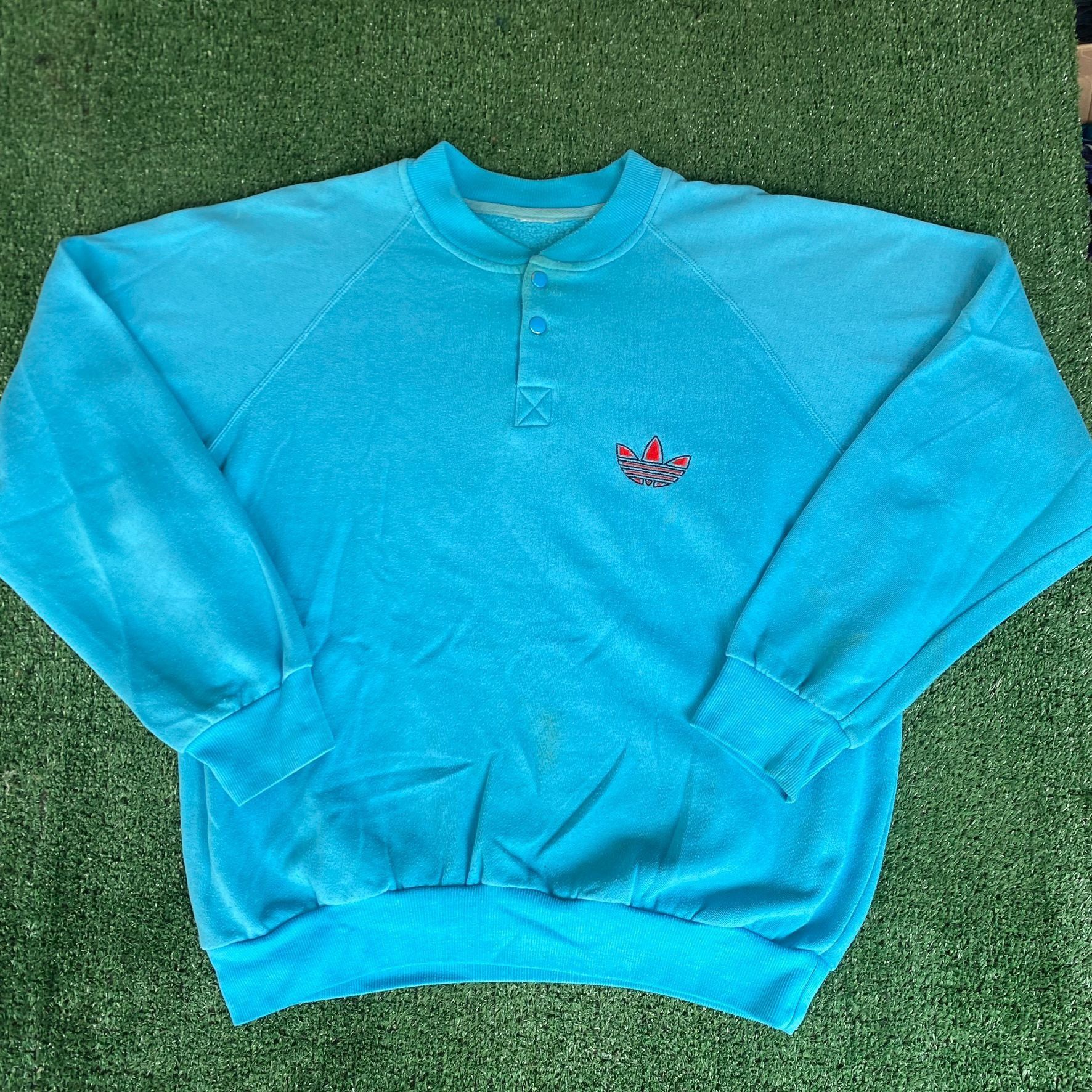 Adidas Vintage 80s Adidas Trefoil Sweatshirt Retro Logo Crewneck Size US L / EU 52-54 / 3 - 1 Thumbnail