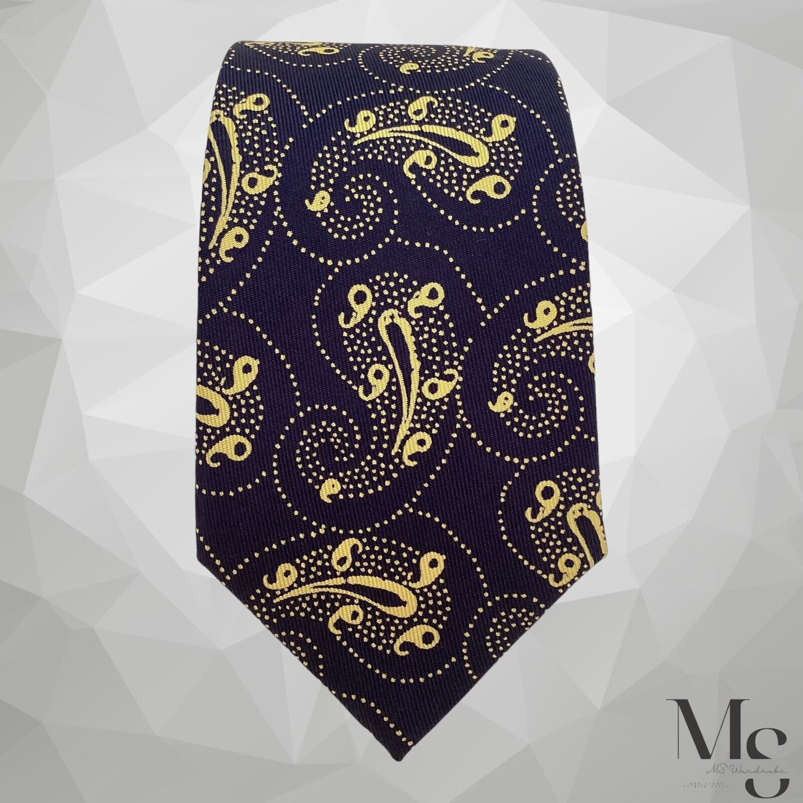Turnbull & Asser TURNBULL & ASSER Navy Paisley Luxury Silk Tie Hand Made In E Size ONE SIZE - 3 Thumbnail