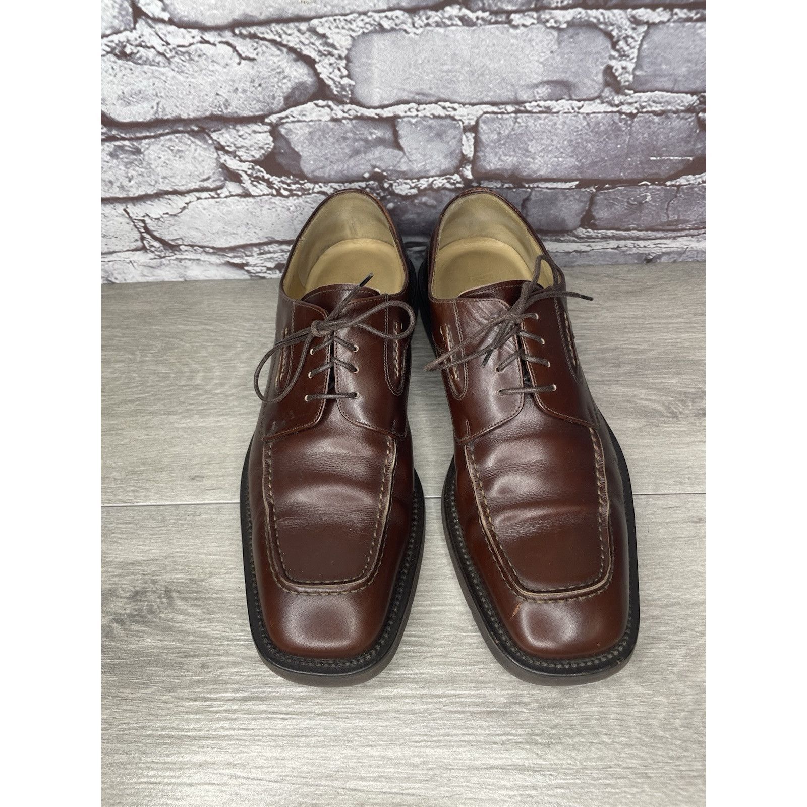 Principe PRINCIPE Brown Leather Square Toe XL Light Oxfords Lace Shoe Size US 10 / EU 43 - 18 Thumbnail