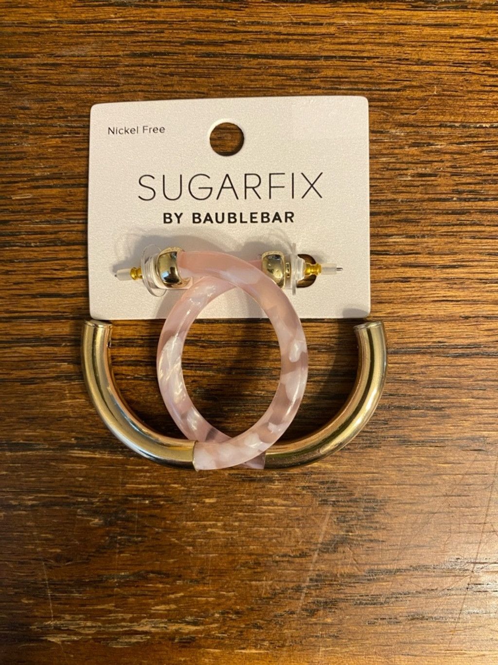Other BaubleBar Pink Resin and Gold Hoop Earrings Size ONE SIZE - 1 Thumbnail
