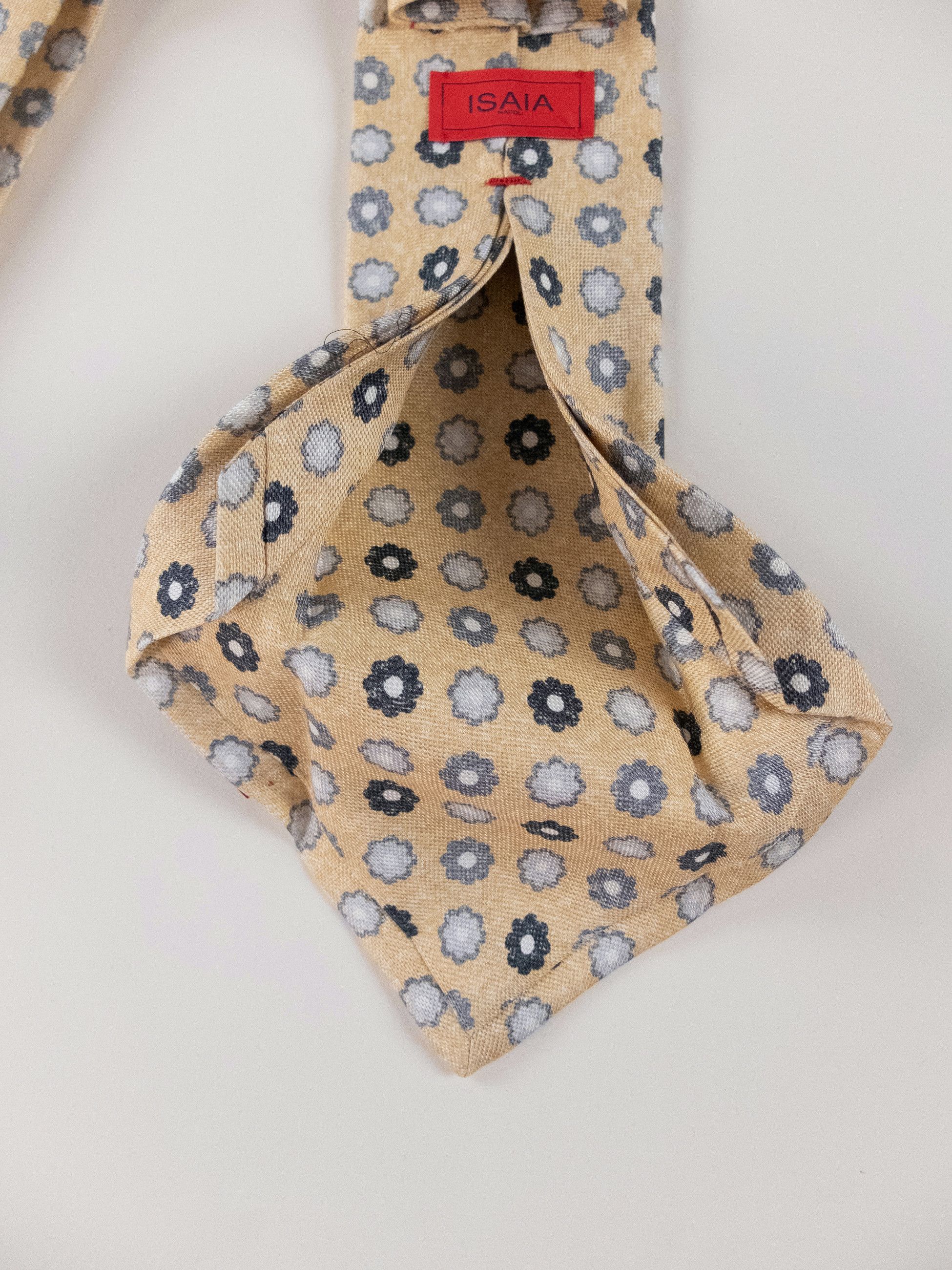 Isaia ISAIA Napoli hand made yellow floral linen silk blend tie Size ONE SIZE - 5 Thumbnail