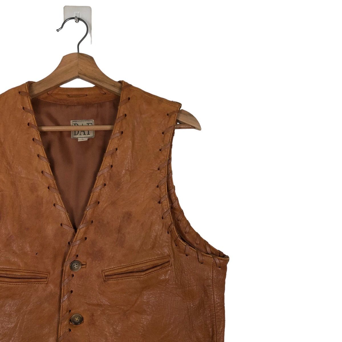 Genuine Leather 🔥Vintage Leather Biker Vest Jacket Daf Japan Issey Miyake Size US L / EU 52-54 / 3 - 6 Thumbnail