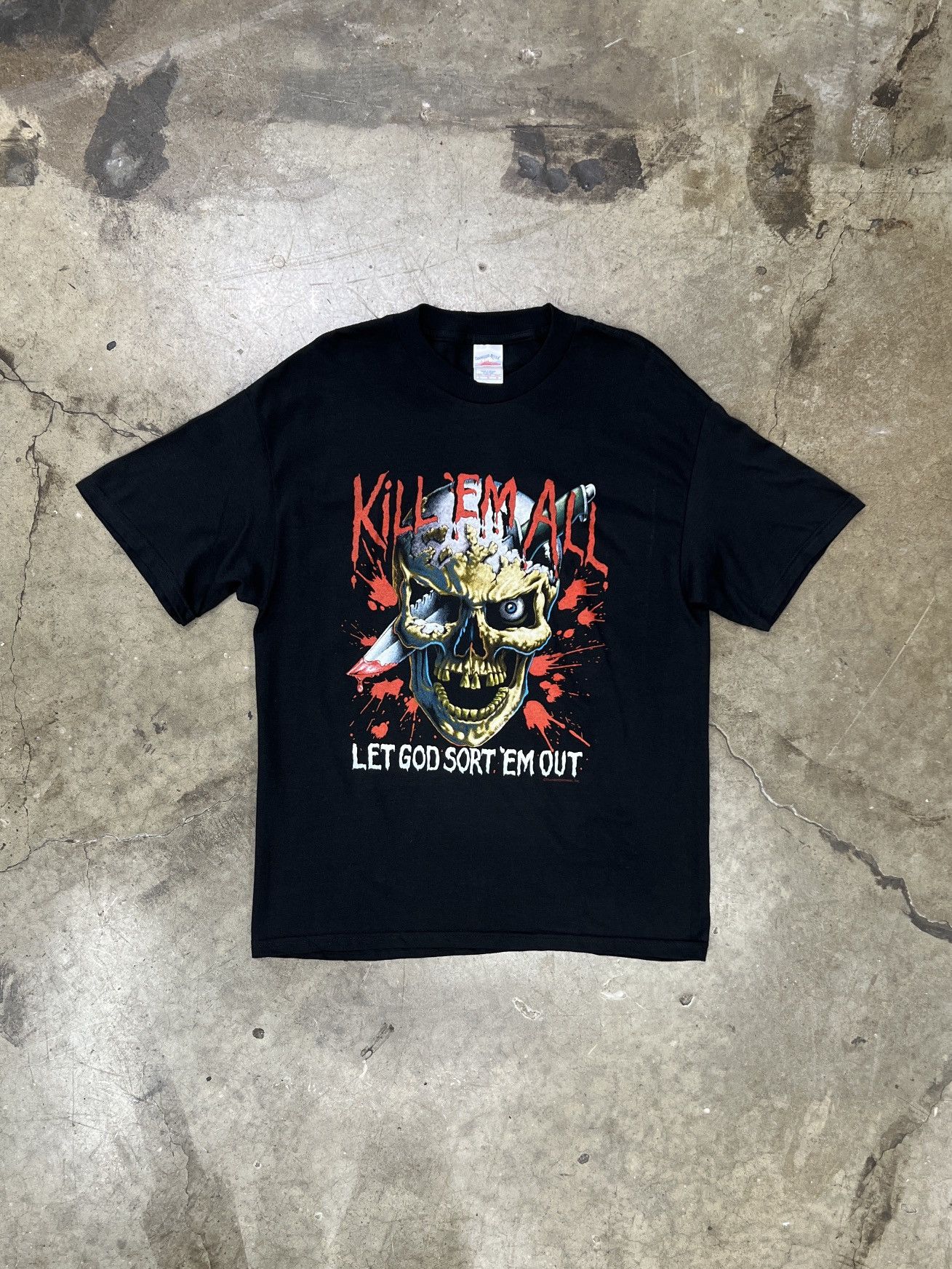 Vintage Vintage NOS Kill Em All Skull God Sort Em Out Tee Large Size US L / EU 52-54 / 3 - 2 Thumbnail