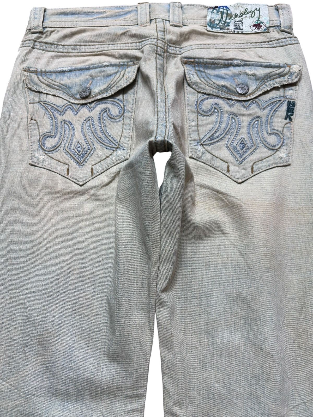 Mek Denim Vintage MekDenim Faded Mudwash Distressed Denim Size US 33 - 6 Thumbnail