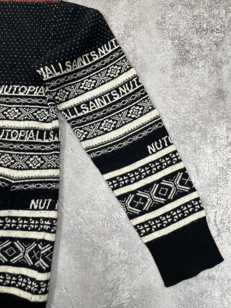 Allsaints AllSaints Men Knit Cardigan Black White Pattern Sweater Size US XS / EU 42 / 0 - 5 Thumbnail