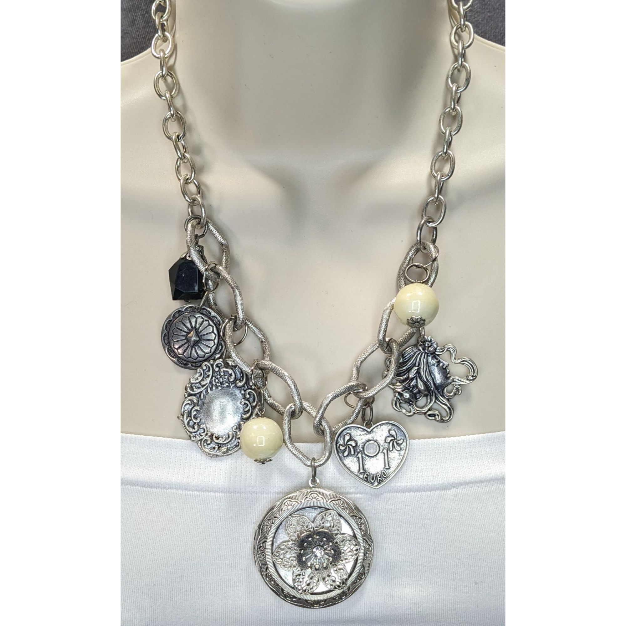 Handmade Vintage Victorian Style Gothic Charm Necklace W/ Locket Bead Size ONE SIZE - 5 Thumbnail