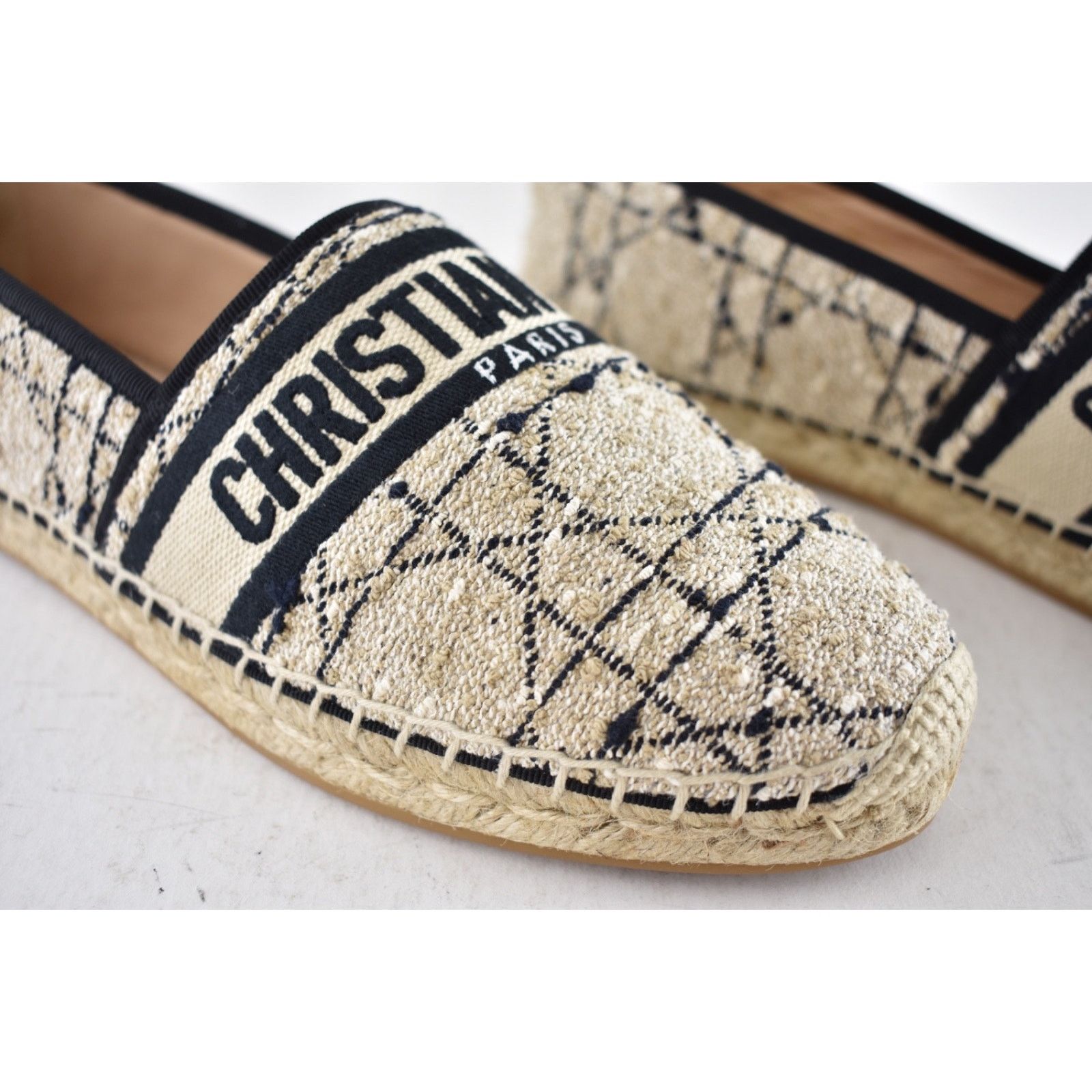 Dior Dior Granville Beige Black Cannage Tweed Embroidered Logo Size US 12 / IT 42 - 8 Thumbnail