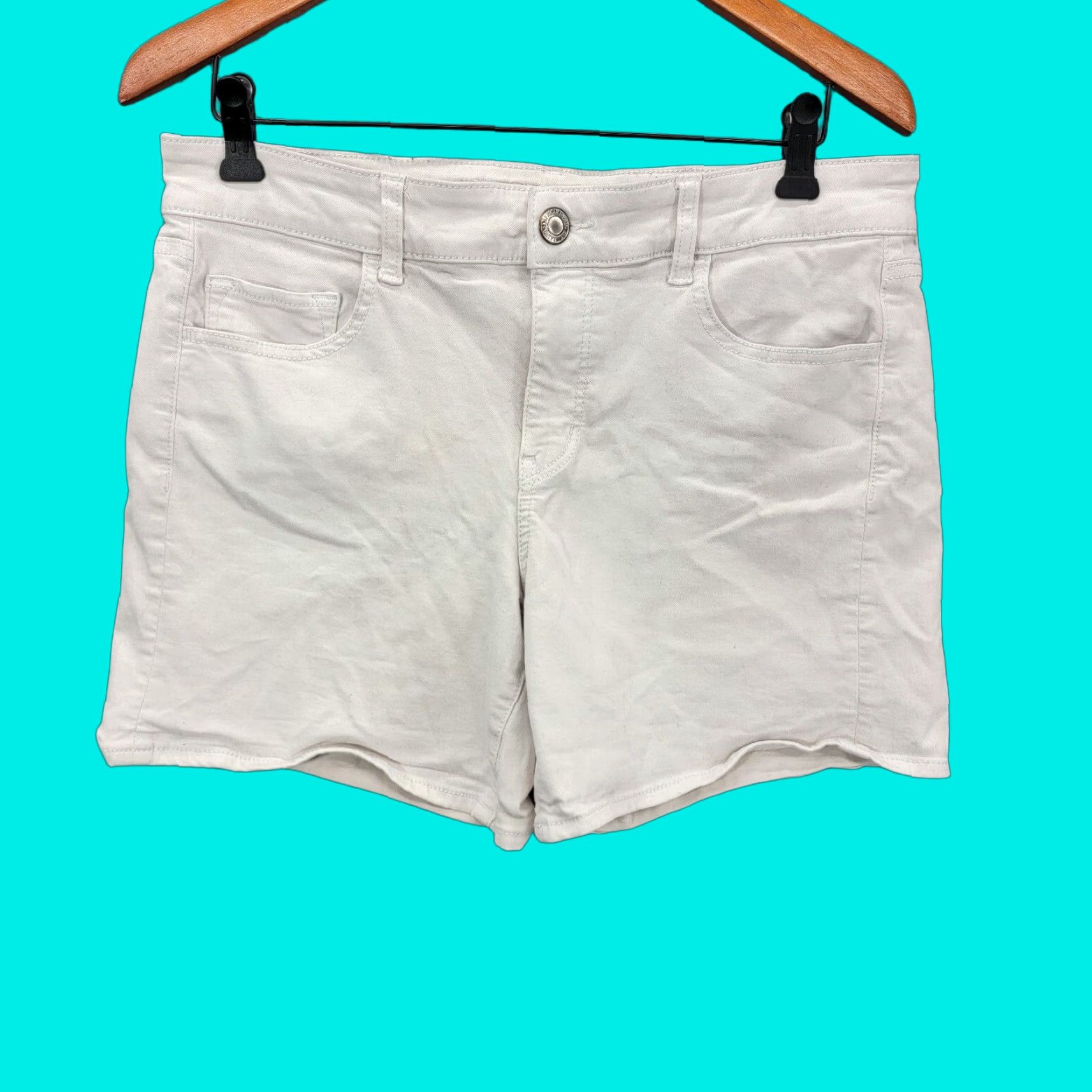 American Eagle Outfitters American Eagle Outfitters Shorts Twill Midi white AEO Super Stretch Casual Chino Women size 14 Regular Size 36" / US 14 / IT 50 - 1 Thumbnail