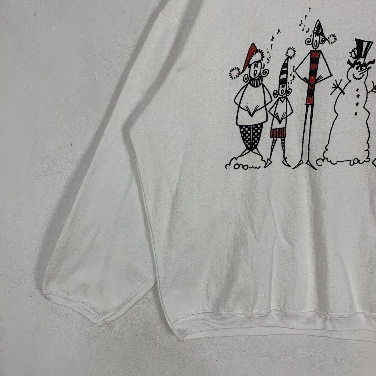 Vintage Vintage white crewneck with a caroling graphic Sweatshirt Size US XL / EU 56 / 4 - 3 Thumbnail