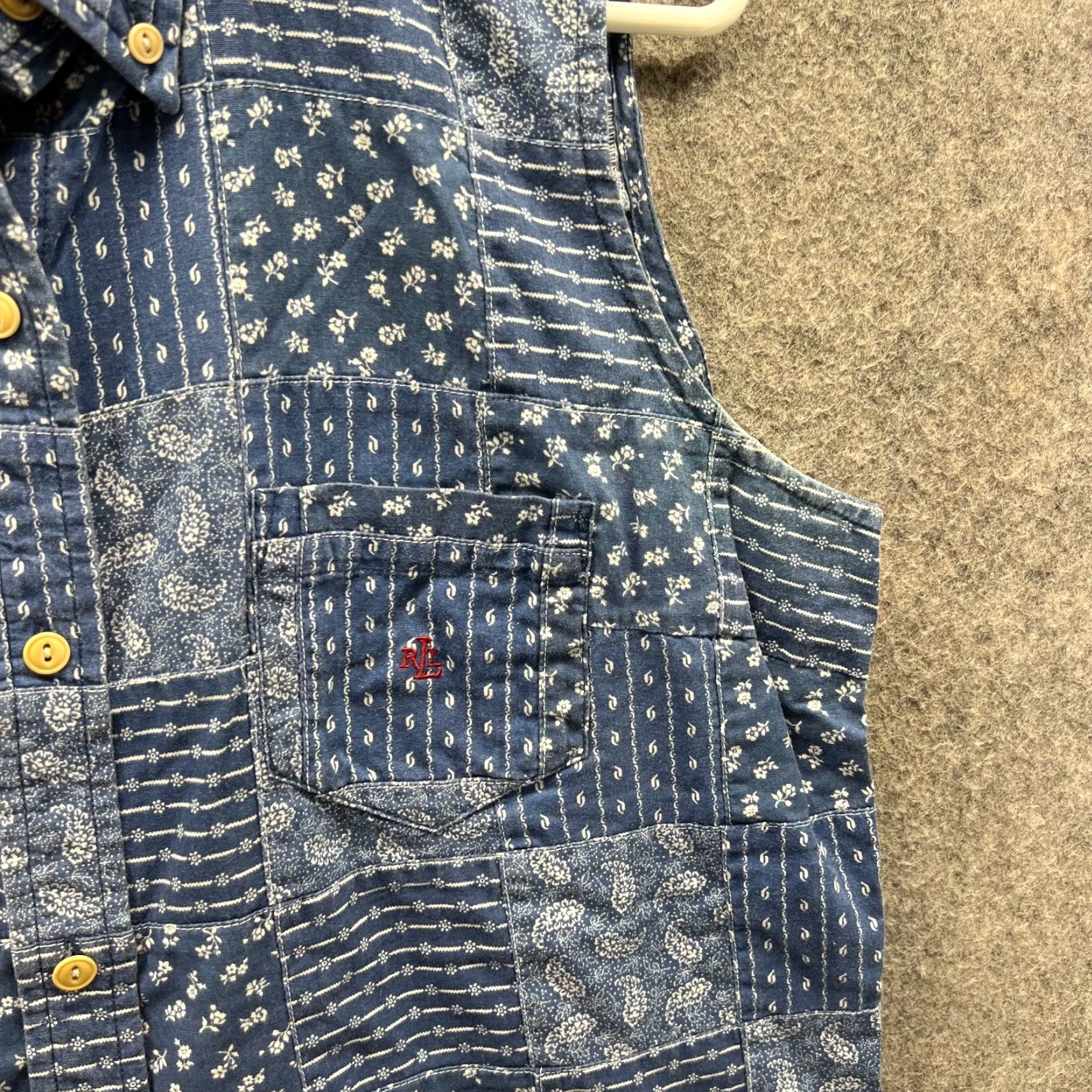 Ralph Lauren Lauren Ralph Lauren Shirt Women Large Denim Blue Button Down Sleeveless Floral Size L / US 10 / IT 46 - 3 Thumbnail