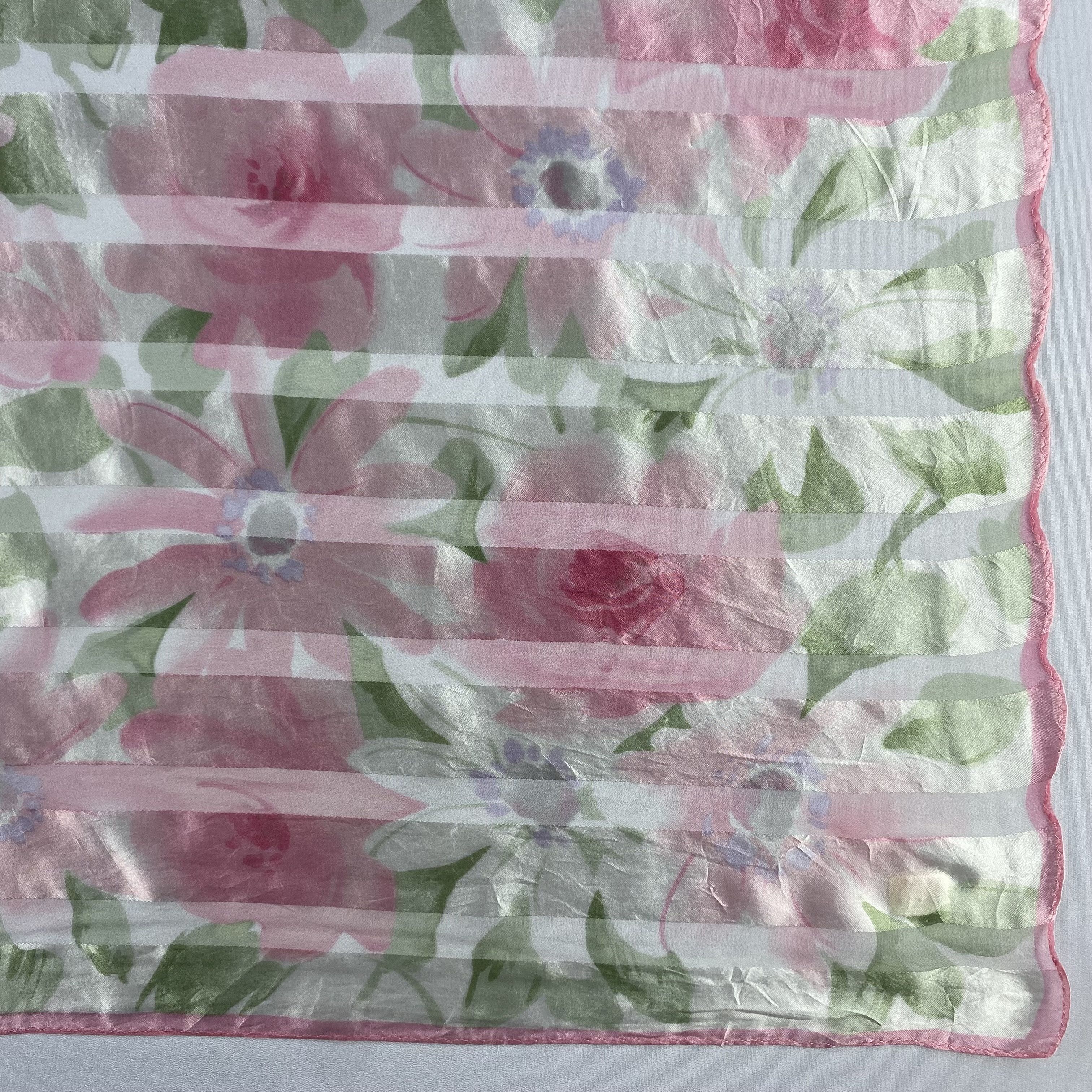 Japanese Brand × Vintage Vintage Silk Scarf Hand Rolled Floral SS065 Size ONE SIZE - 2 Thumbnail