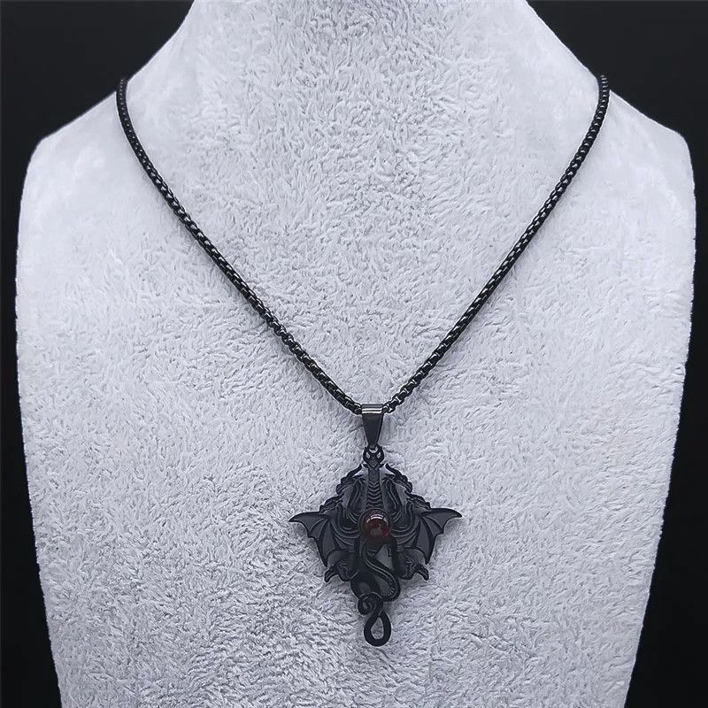 Jewelry Gothic Witchcraft Dragon Pendant Necklace Size ONE SIZE - 2 Thumbnail
