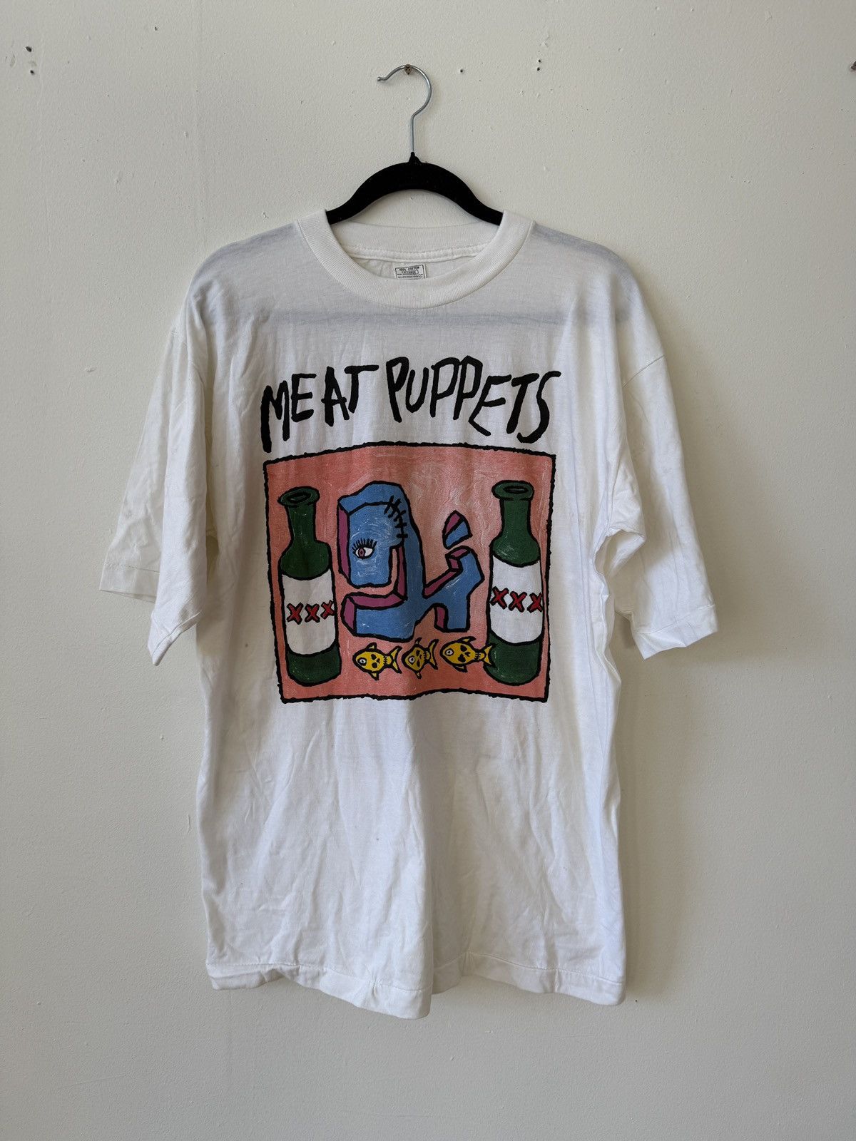 Vintage Vintage 1993 Meat Puppets Fish and Bottles T-Shirt Size US XL / EU 56 / 4 - 1 Thumbnail