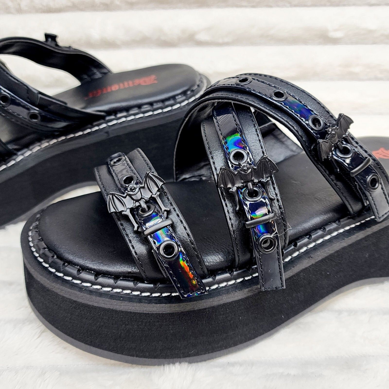 Other DEMONIA Emily 100 - 2 Black 2" Platform Bat Buckle Slip On S Size US 11 / IT 41 - 7 Thumbnail