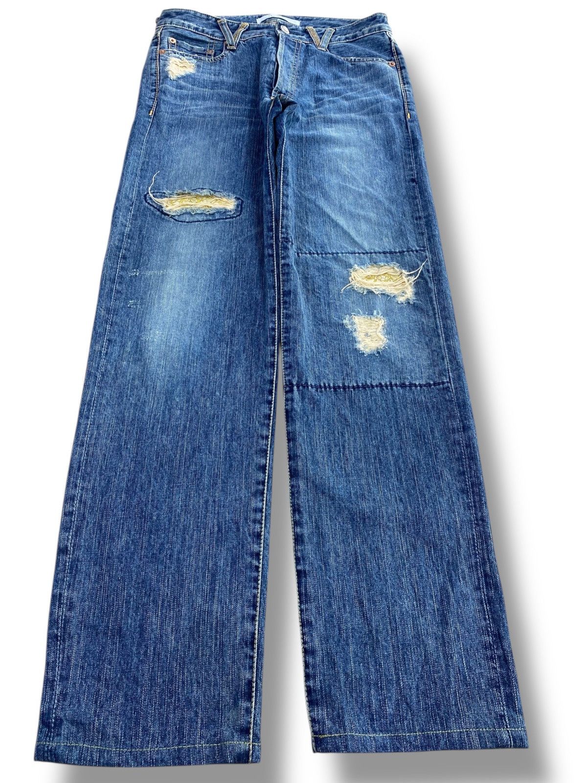 Japanese Brand Japanese Brand Ripped Whiskered Style Straight Leg Jeans Size US 29 - 1 Thumbnail