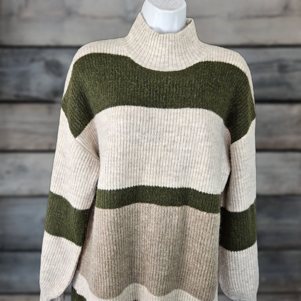 Lulus Lulus Womens Sweater Tunic M Multicolor Stripe Mock Neck Long Sleeve Pullover Fall Winter Size M / US 6-8 / IT 42-44 - 1 Thumbnail
