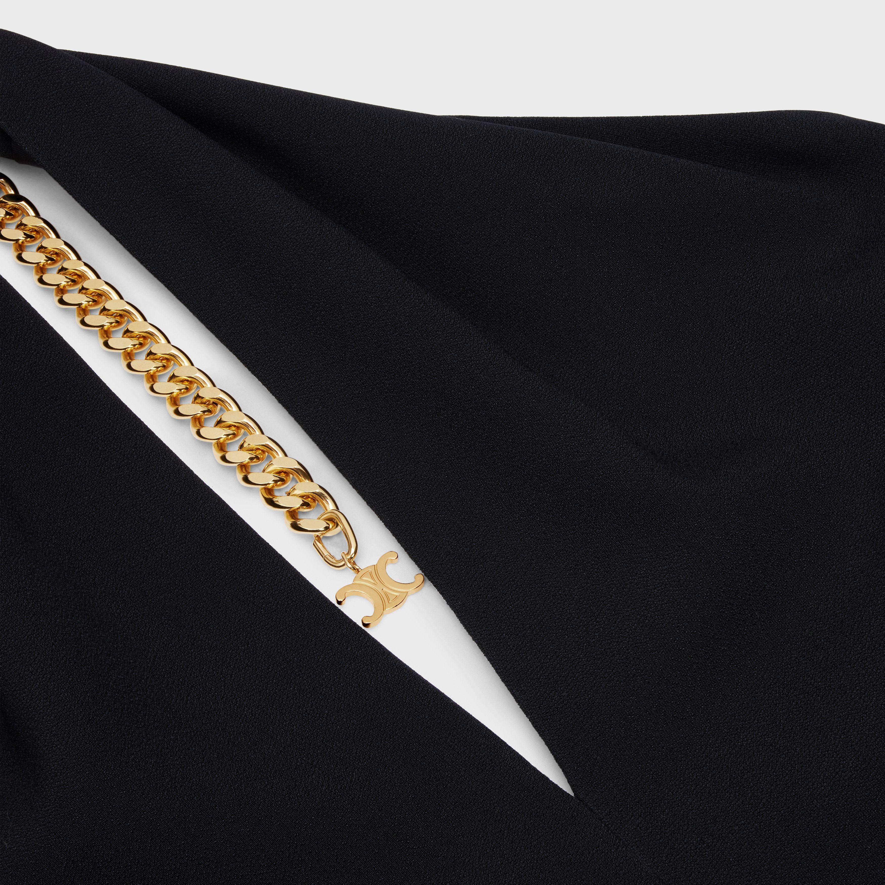 Celine o1bcso1str0824 Jumpsuit Chain Collar Crêpe Satin in Black Size 24" / US 00 / IT 34 - 3 Thumbnail