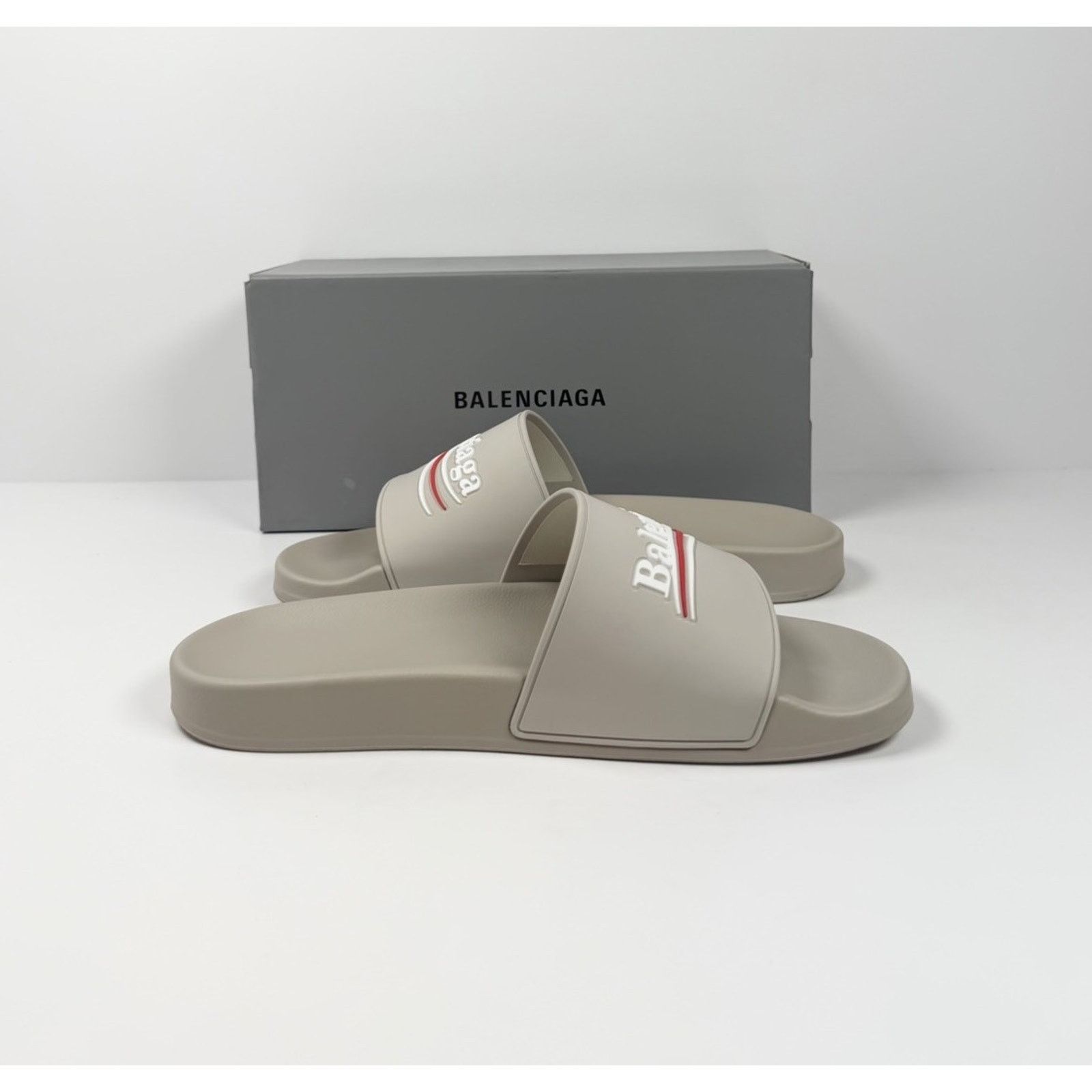 Balenciaga Size 8 - Balenciaga Beige Pool Campaign Logo Sandals NEW! Size US 8 / EU 41 - 5 Thumbnail