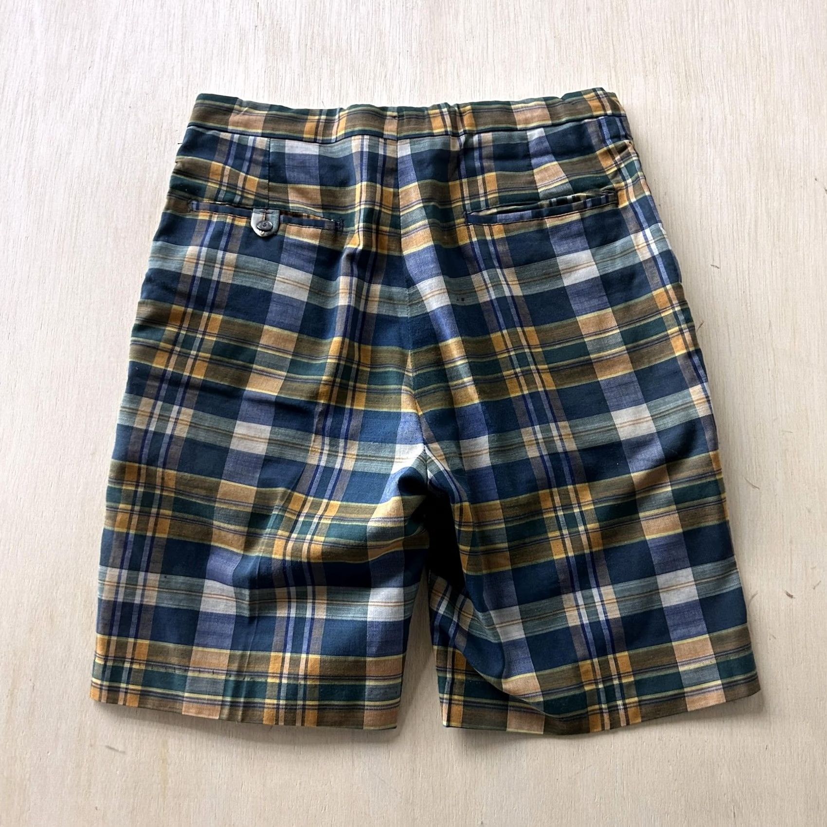 Vintage Vintage 80s Chino Shorts Mens 28 Blue Plaid Flat Front 8" Inseam Casual Summer Size US 28 / EU 44 - 2 Thumbnail