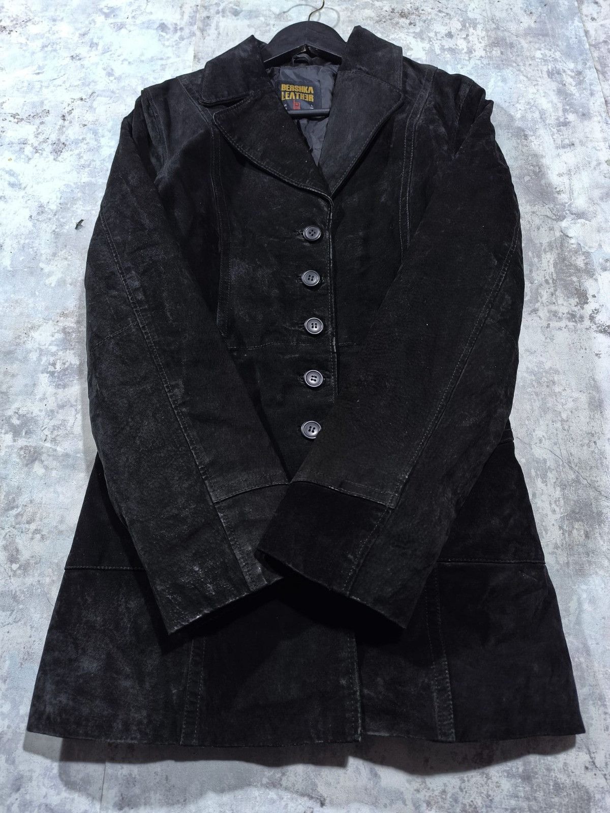 Leather Black Suede Real Leather Buttoned Coat Minimalism Archivee Size M / US 6-8 / IT 42-44 - 7 Thumbnail
