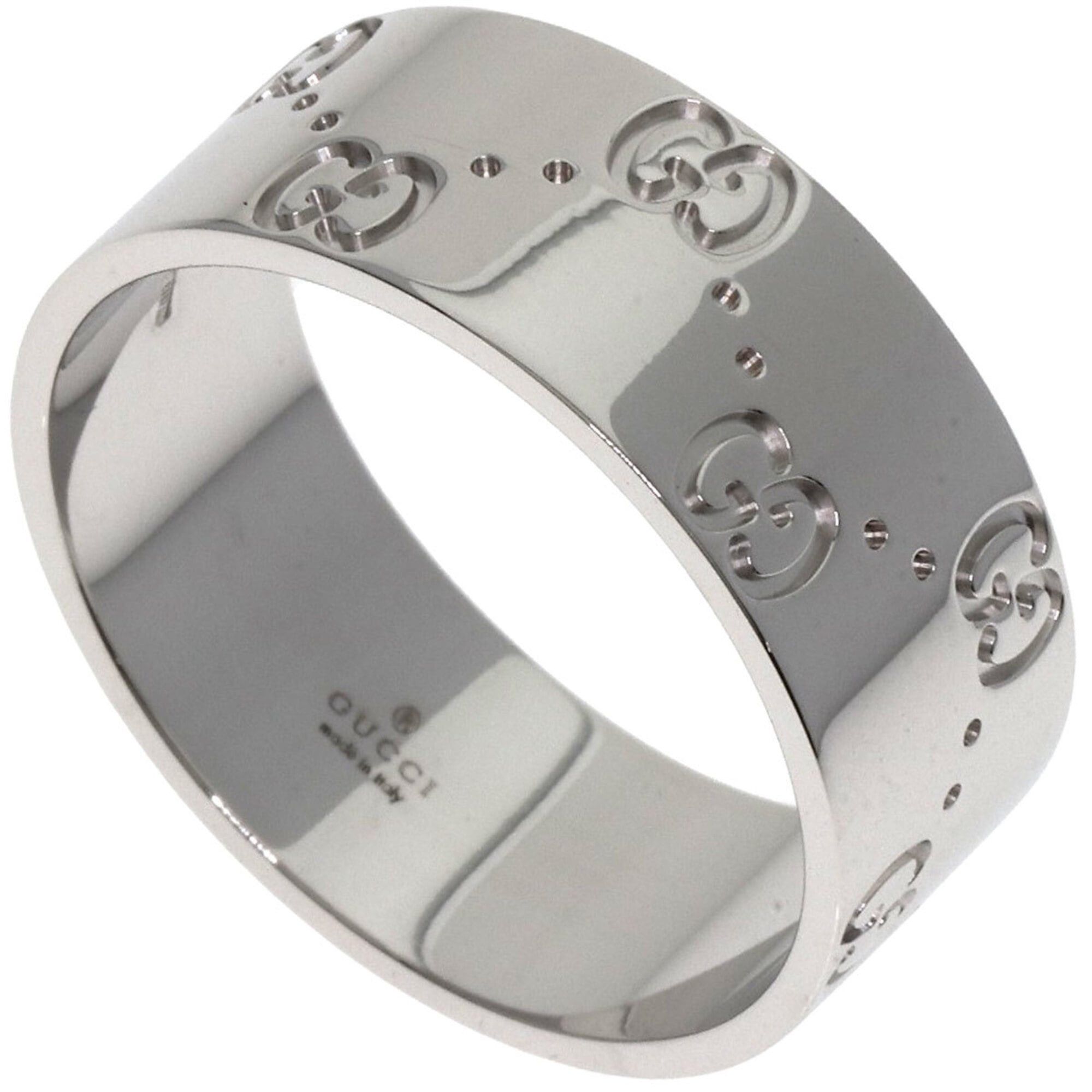Gucci Gucci GG Icon Wide #27 Ring, 18K White Gold, Men's GUCCI Size ONE SIZE - 1 Thumbnail