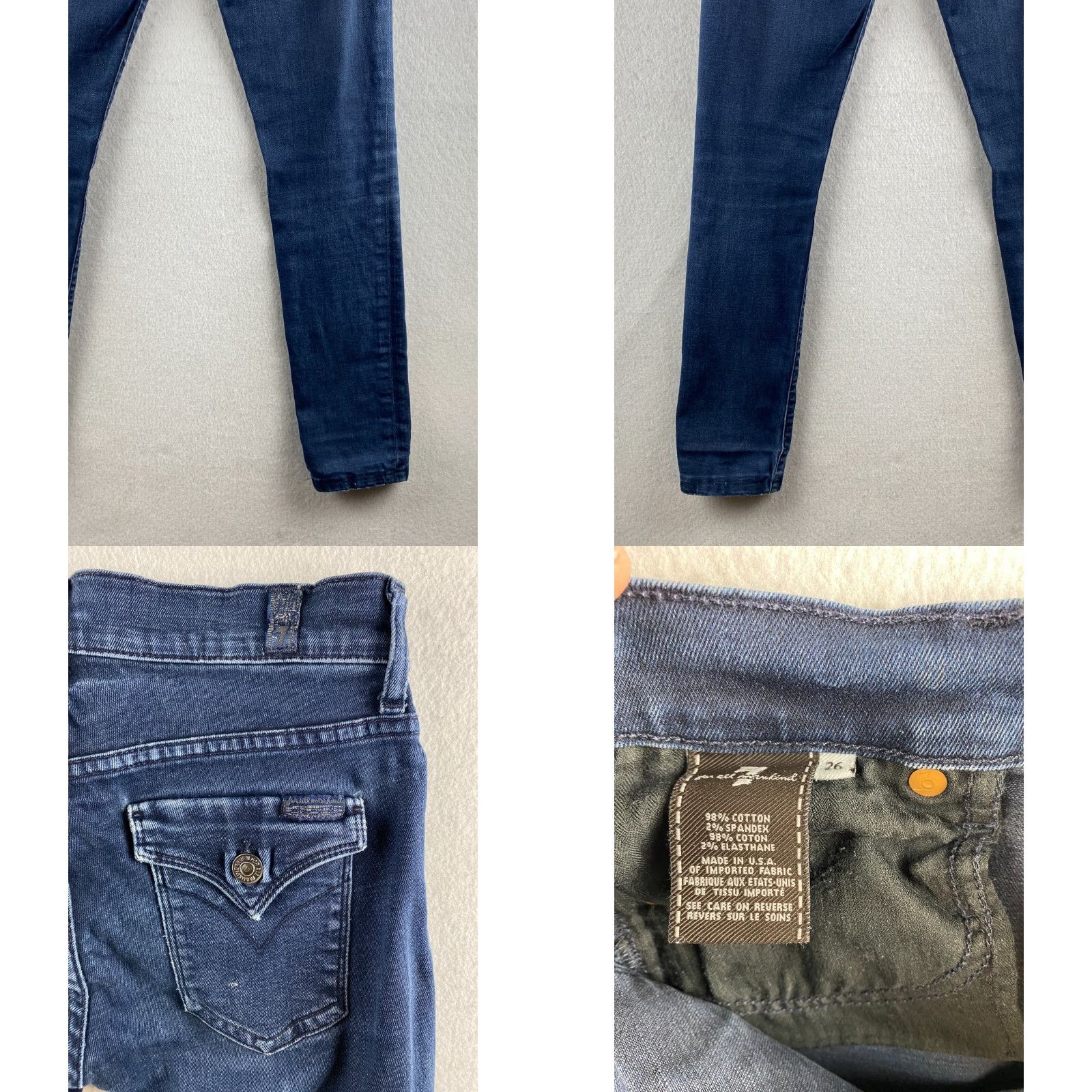 7 For All Mankind 7 For All Mankind Roxanne Womens 26 Blue Skinny Jeans Stretch Denim Dark Wash Size ONE SIZE - 10 Thumbnail