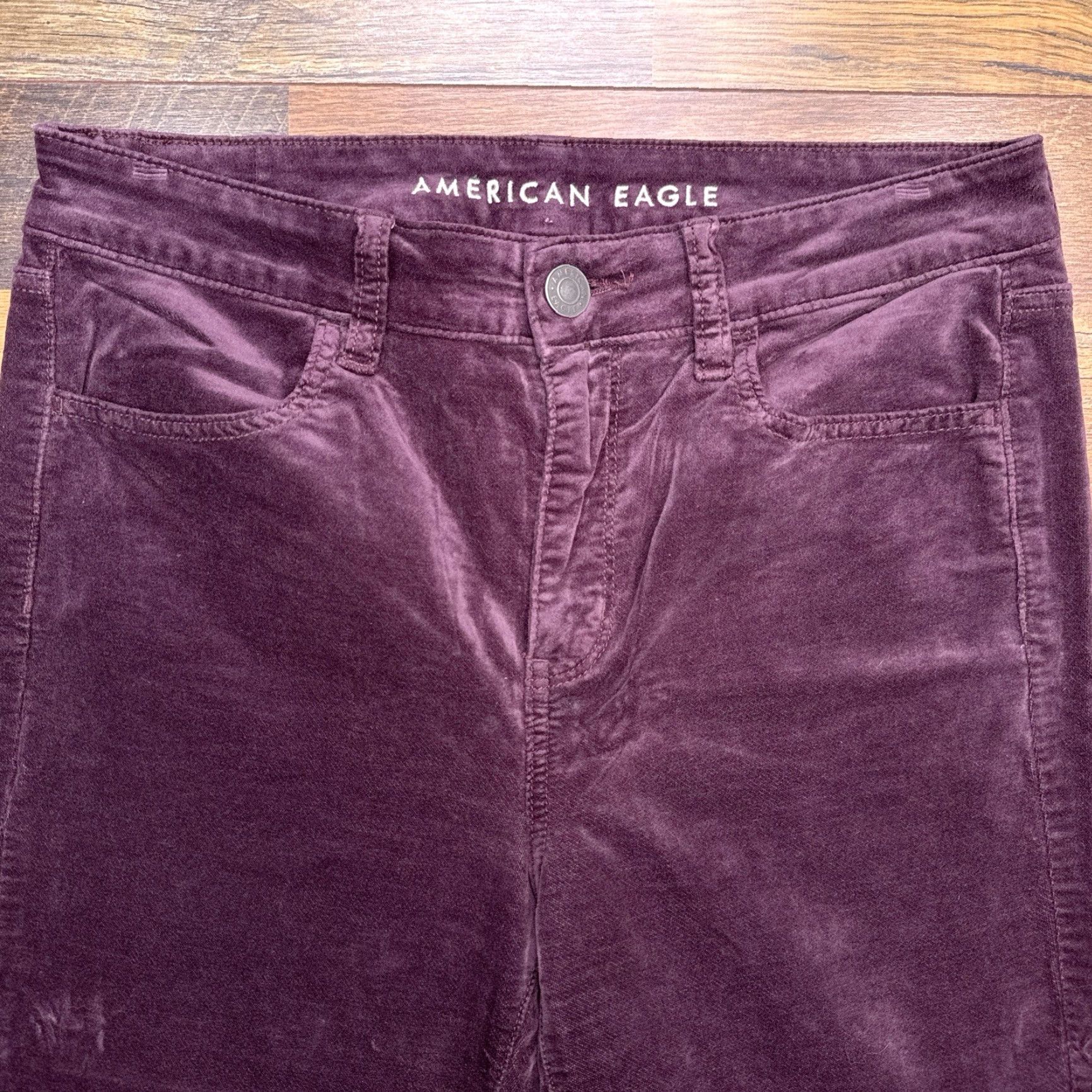 American Eagle Outfitters American Eagle Outfitters Jeans Womens 8 Burgundy Velvet Jegging Slim High Rise 5-Pocket Stretch Inseam 24 Vintage No Size 30" / US 8 / IT 44 - 3 Thumbnail