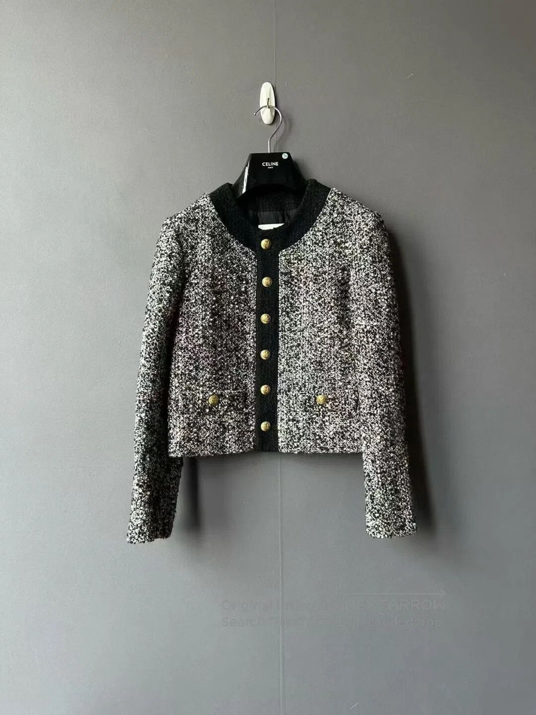 Celine CELINE Black and White Tweed Jacket| Size XXS / US 00 / IT 34 - 1 Thumbnail