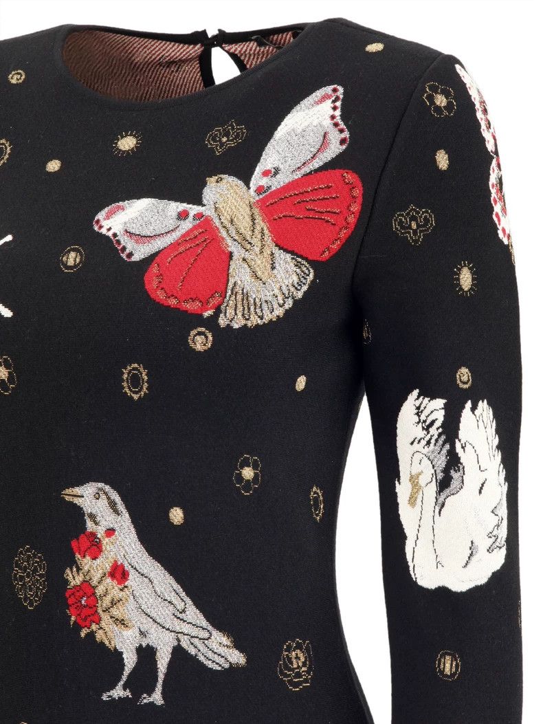 Alexander McQueen Alexander McQUEEN Embroidered flower knitted dress 2504-Nex Size M / US 6-8 / IT 42-44 - 4 Thumbnail