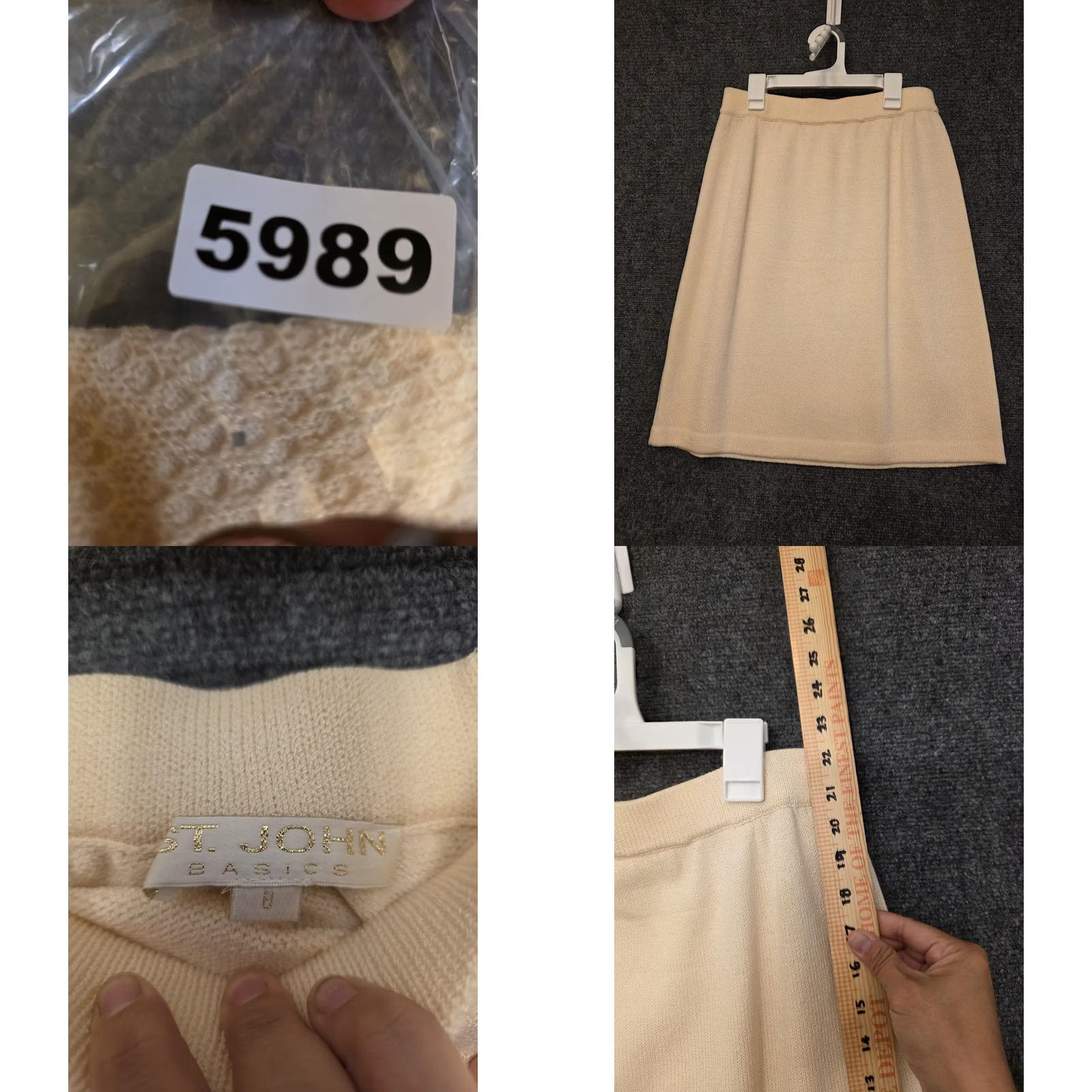 St. John St. John Set Womens S Beige Sequin Stripe Sleeveless Sweater Skirt 2 Piece - Party/Cocktail Outfit Size S / US 4 / IT 40 - 9 Thumbnail