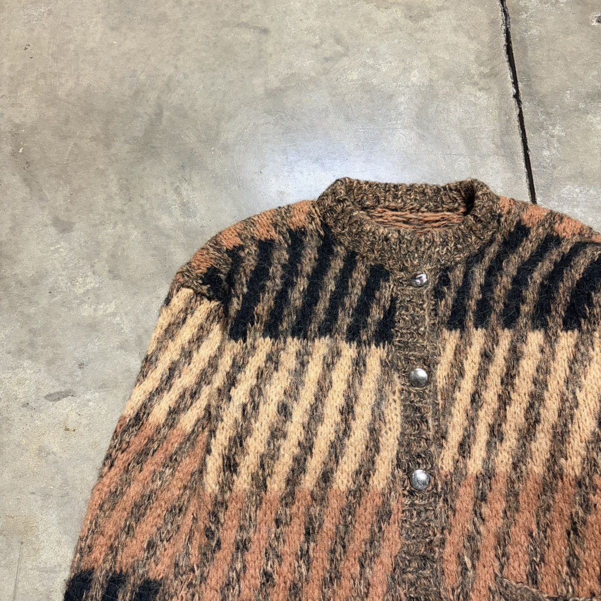 Vintage Vintage 70s Mohair Cardigan Sweater Striped Patterned Size US XS / EU 42 / 0 - 4 Thumbnail
