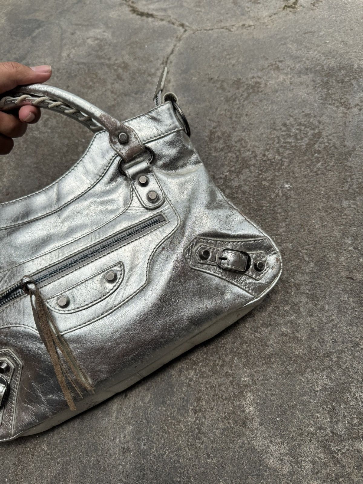 Vintage Leather Silver Bags City Size ONE SIZE - 10 Thumbnail