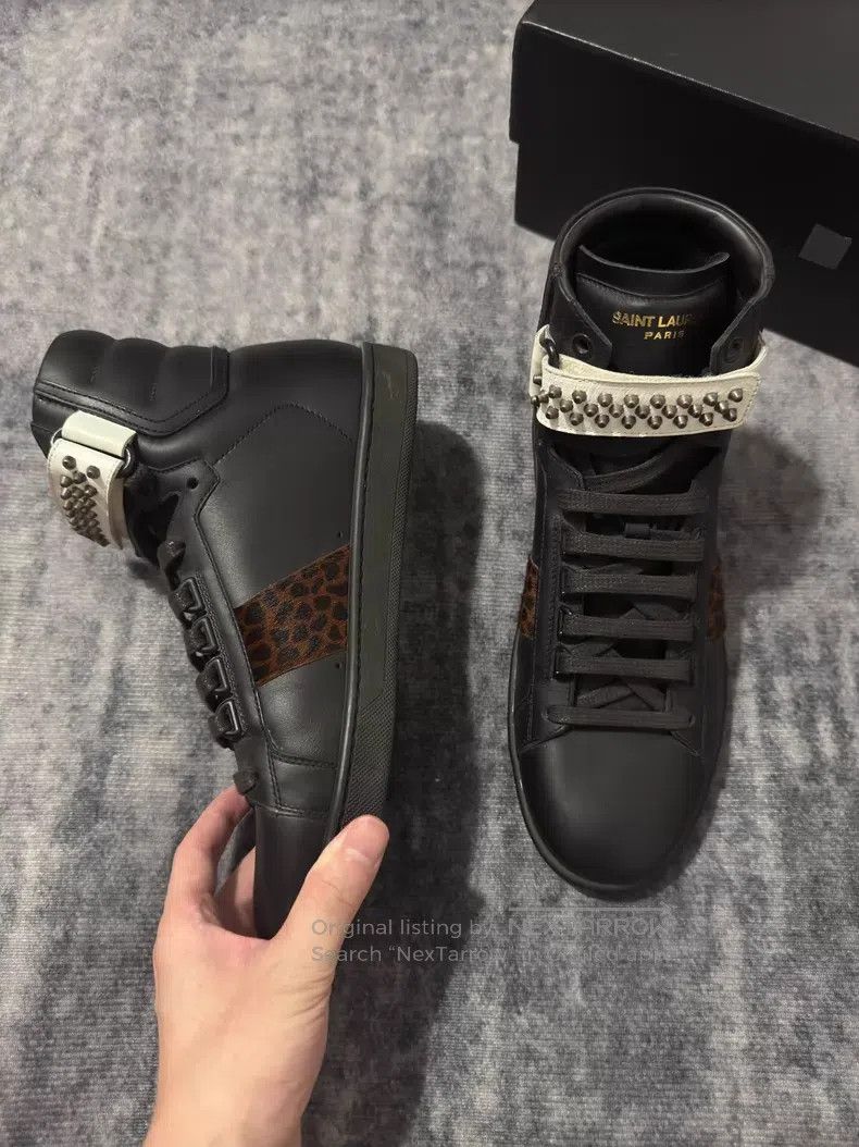 Saint Laurent Paris Saint Laurent Paris Black and White Horsehide Zipper Studs Size US 7 / EU 40 - 3 Thumbnail