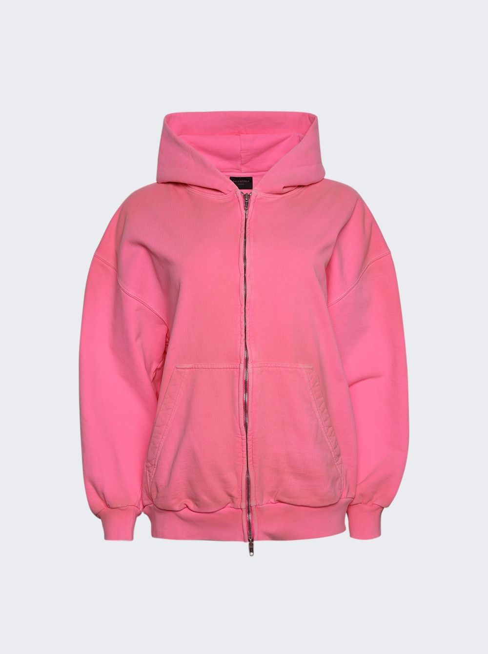 Balenciaga Distressed Fadded Paris Zip Up Hoodie in Pink Size US XS / EU 42 / 0 - 1 Thumbnail