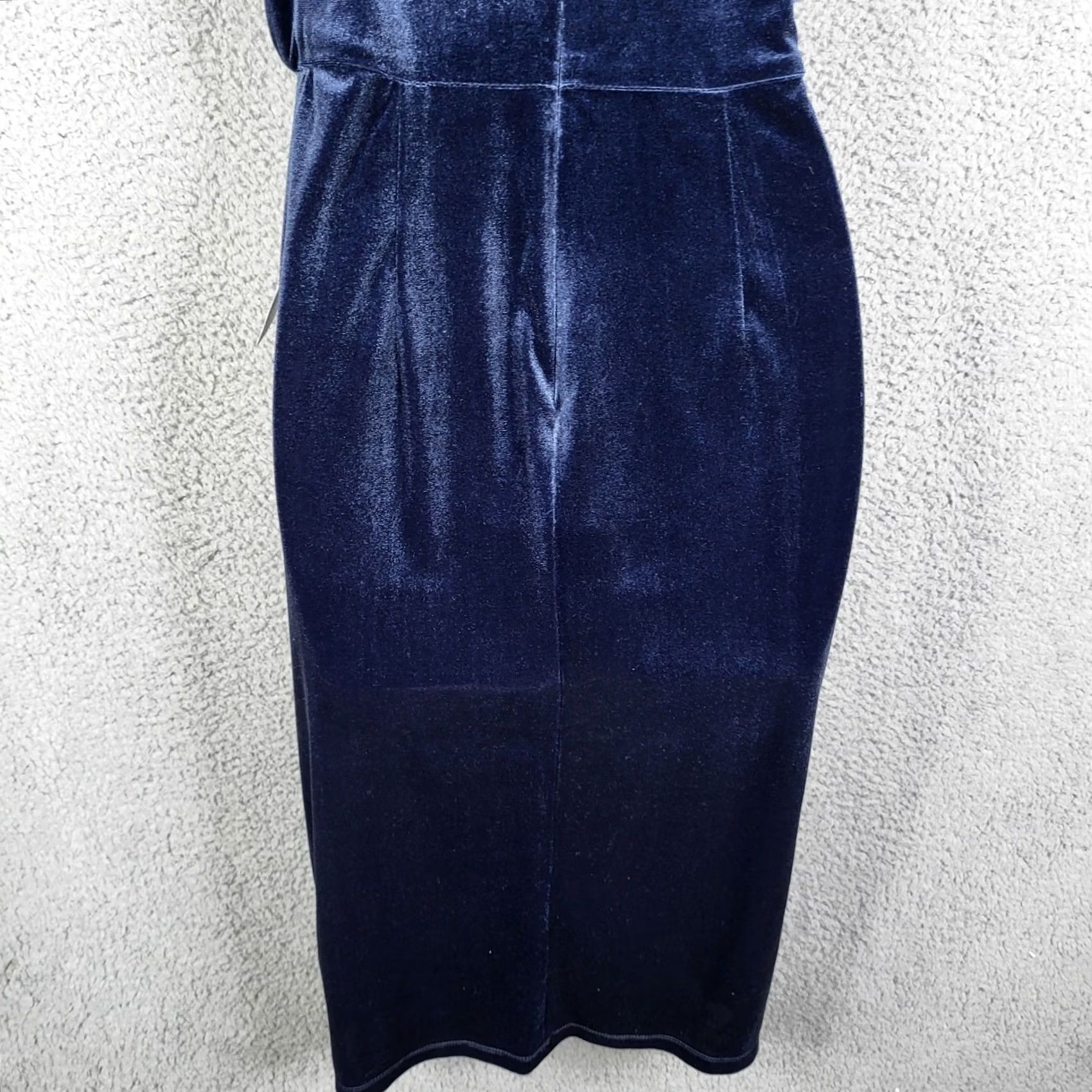 Velvet Love X Design Women’s Velvet One Shoulder Navy Dress L NEW Size L / US 10 / IT 46 - 4 Thumbnail