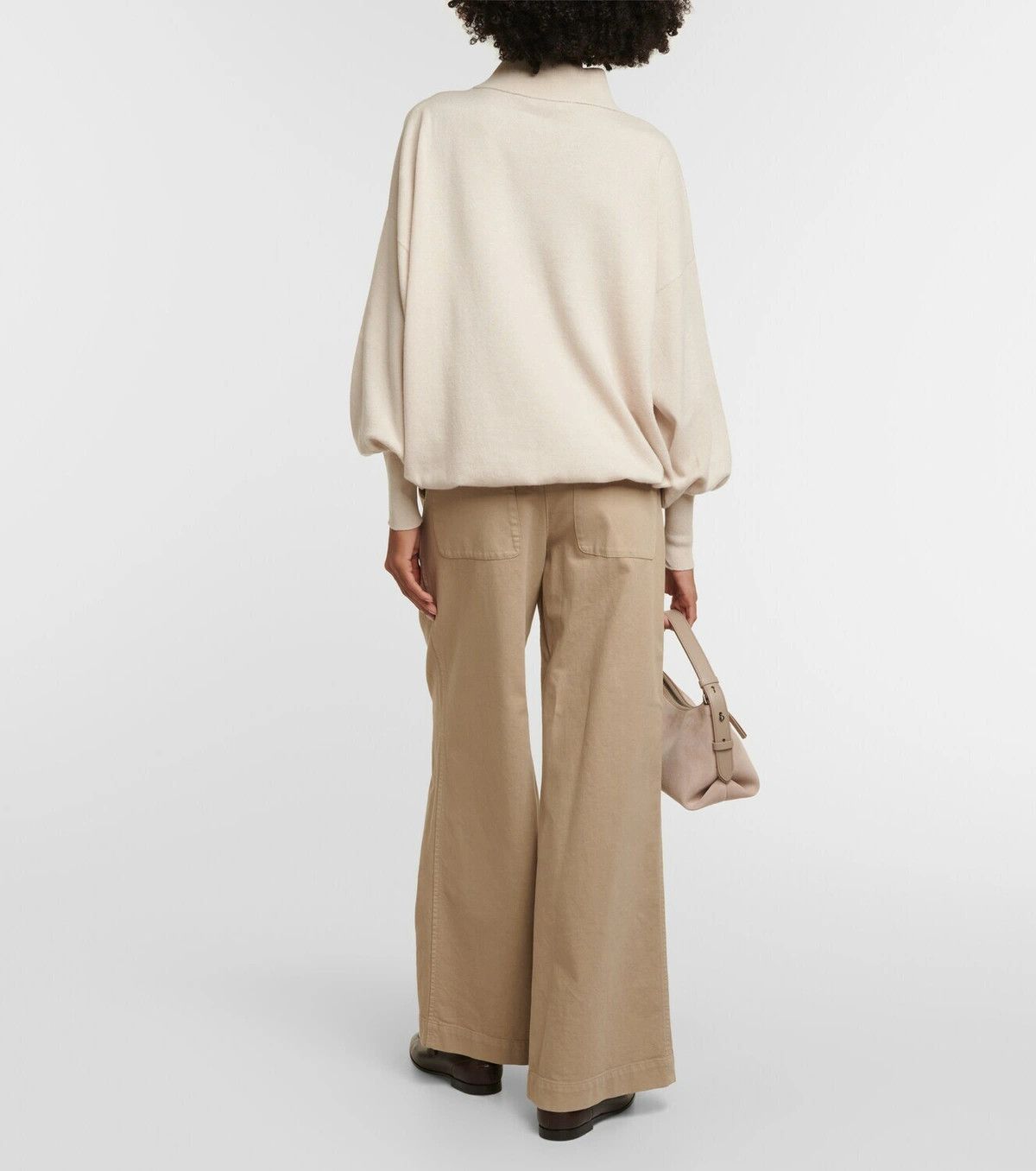 Brunello Cucinelli o1y0825 Turtleneck Cashmere Blend Sweater in Ivory Size L / US 10 / IT 46 - 5 Thumbnail