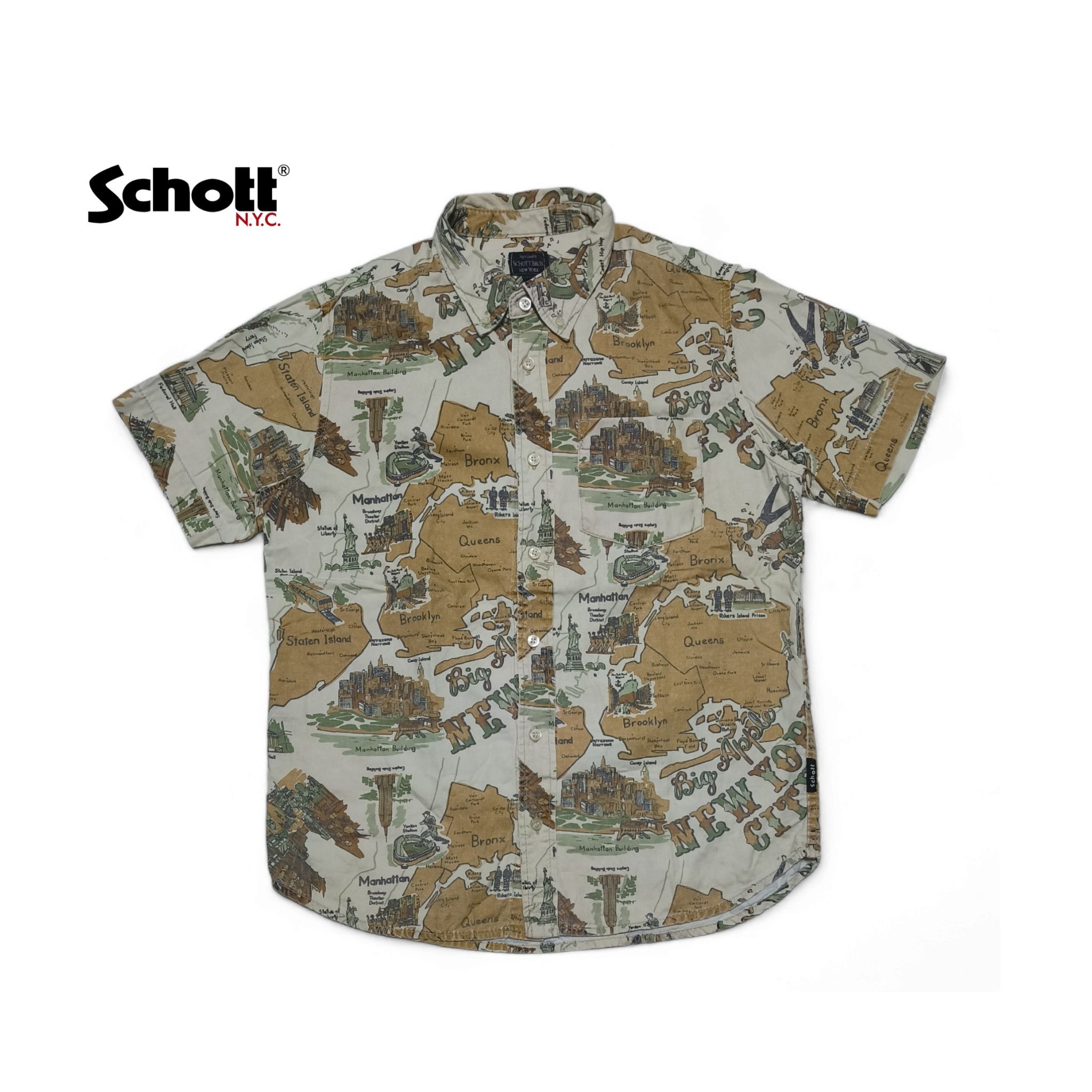 Schott Vintage Schott Bros New York Map Pattern Shirt Size US M / EU 48-50 / 2 - 2 Thumbnail