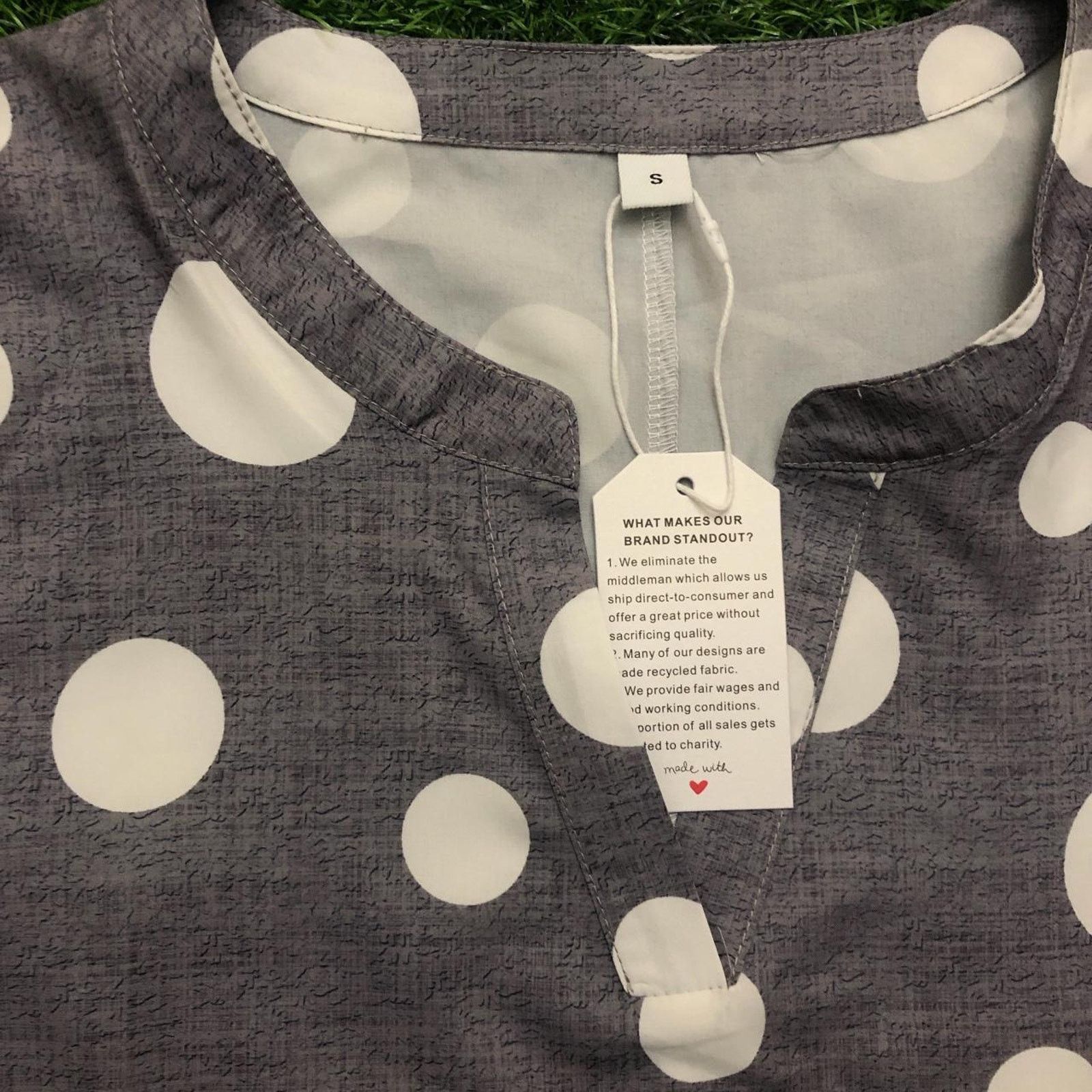 Other NWT Grey/White Polka Dot High-Low Blouse Size S / US 4 / IT 40 - 3 Thumbnail