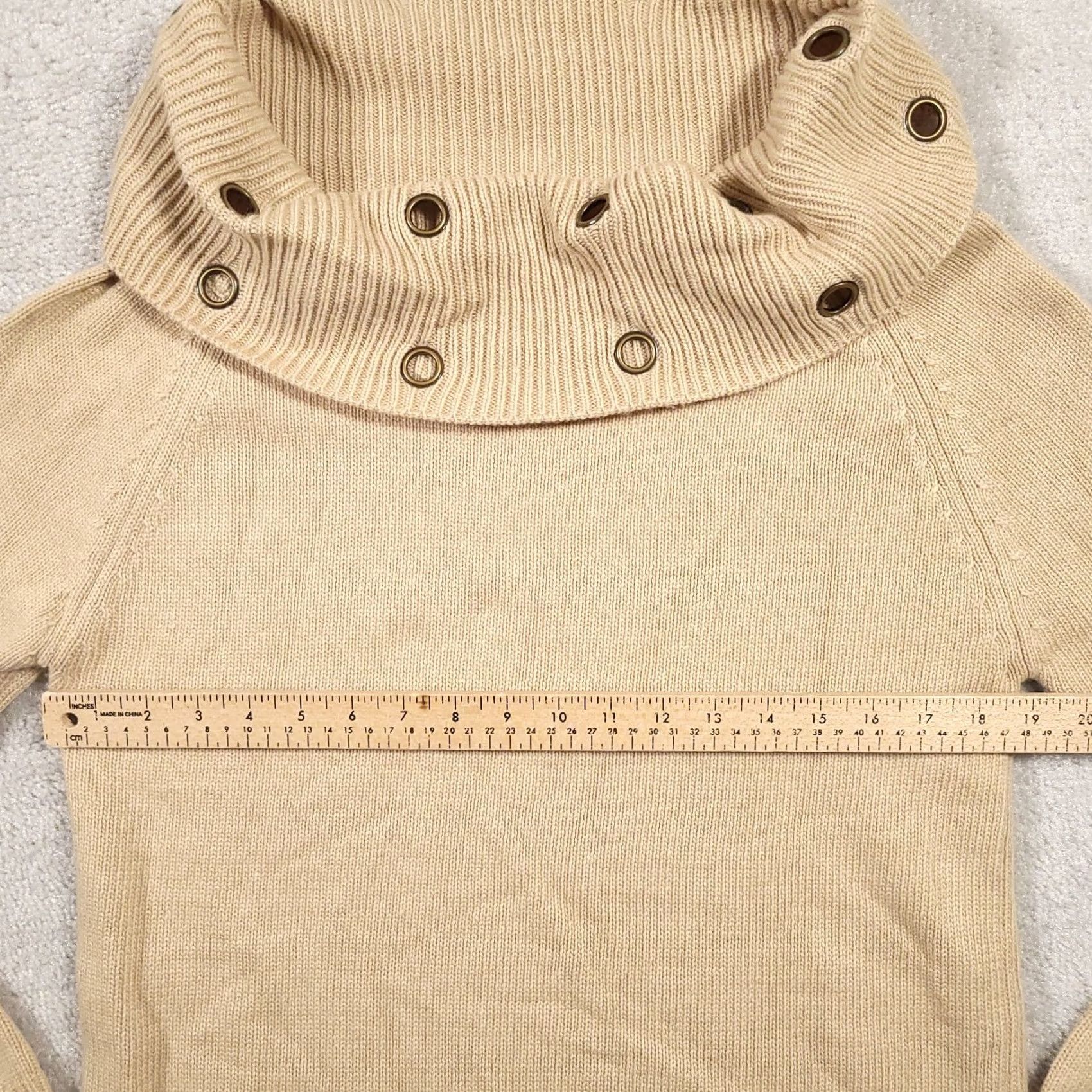 Vintage Cartise Beige Cowl Neck Sweater Wool Blend Grommets Medium Womens Size M / US 6-8 / IT 42-44 - 3 Thumbnail