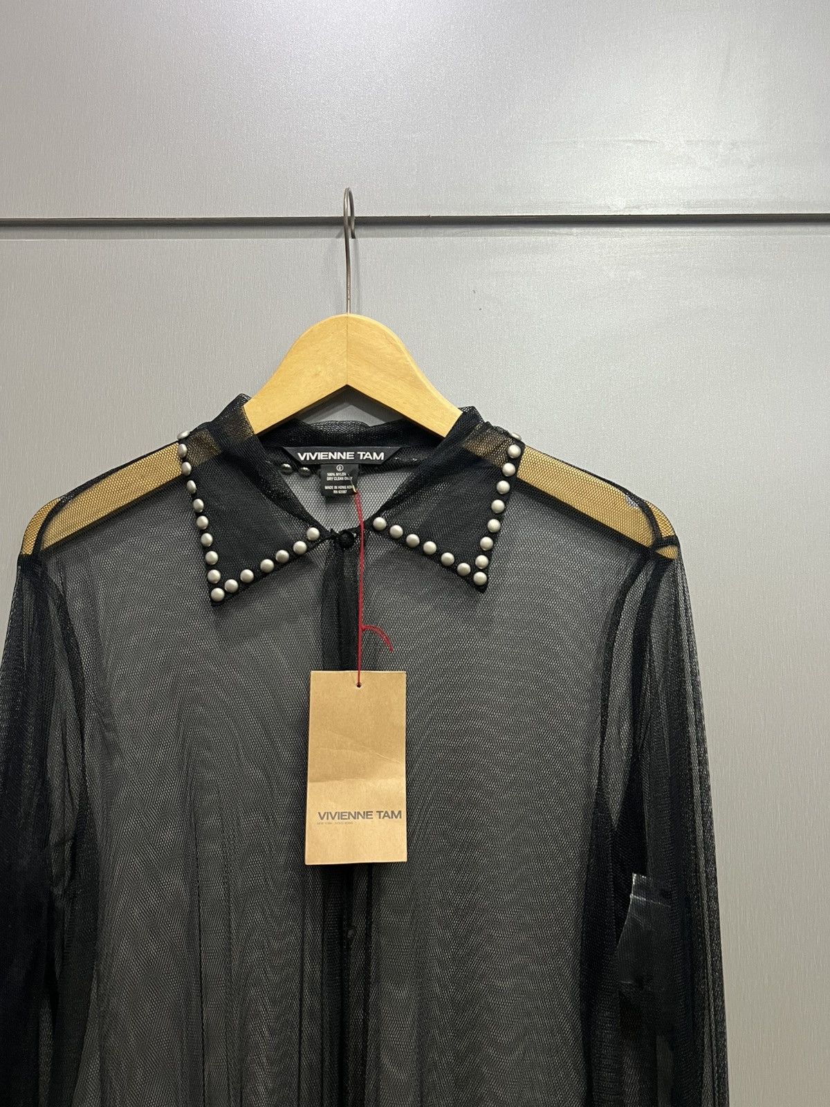 Designer × Vivienne Tam Vivienne Tam Studded Mesh Shirt Size L / US 10 / IT 46 - 2 Thumbnail