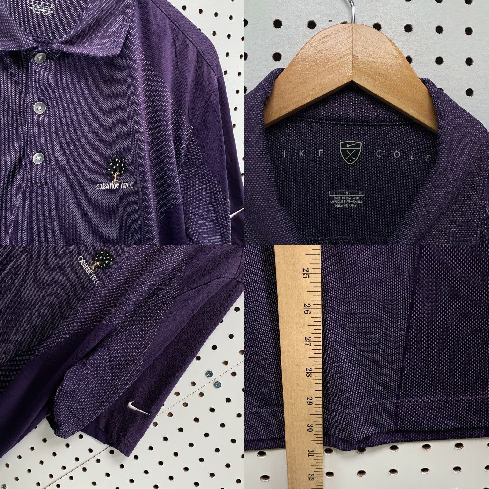 Nike Nike Dri-Fit Golf Polo Shirt Men Large Purple White Dots Orange Tree Short Sleeve Size US L / EU 52-54 / 3 - 8 Thumbnail