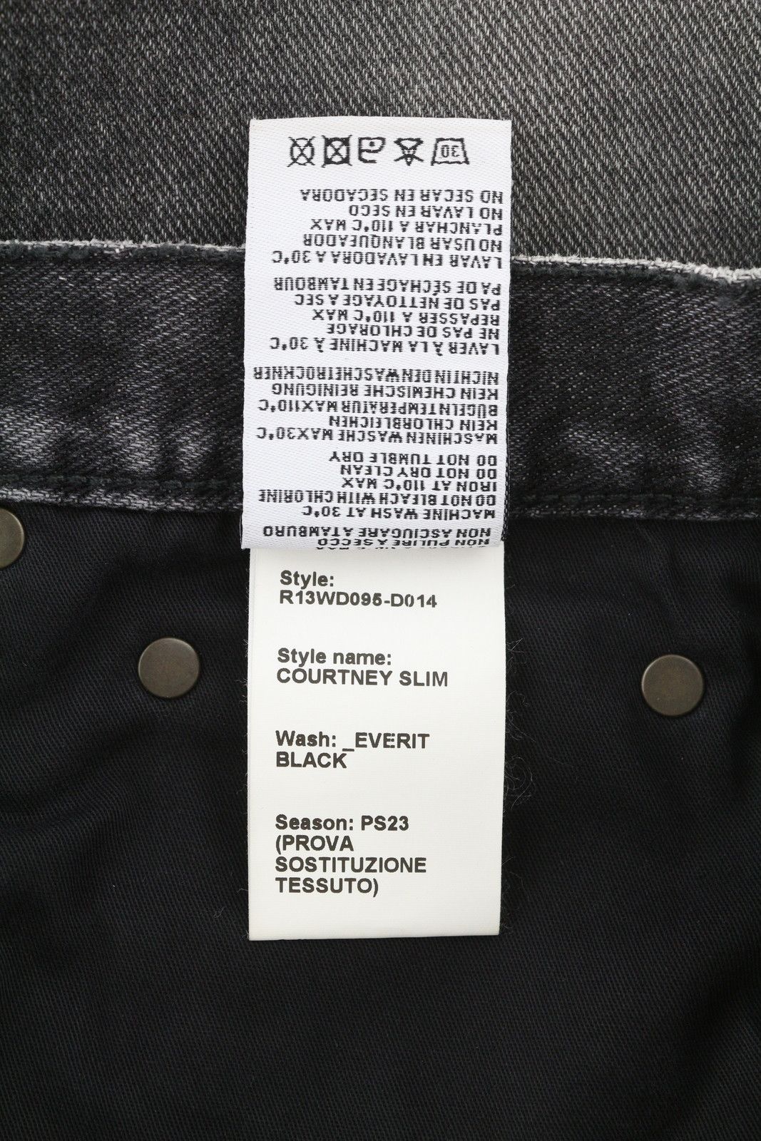 R13 COURTNEY SLIM 27 Everit Black Faded Zip Distress 86235 Size 27" / US 4 / IT 40 - 9 Thumbnail