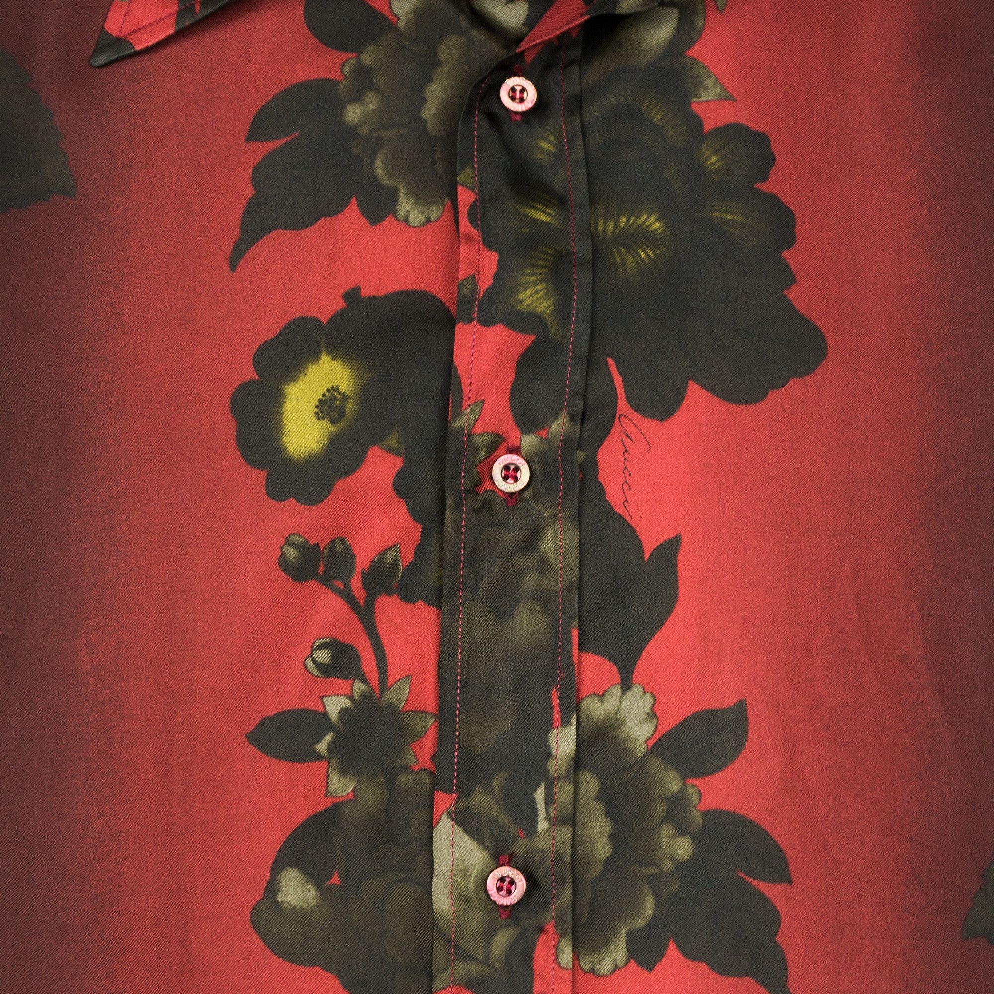 Gucci Gucci SS01 Red Silk Floral Shirt Size US M / EU 48-50 / 2 - 7 Thumbnail