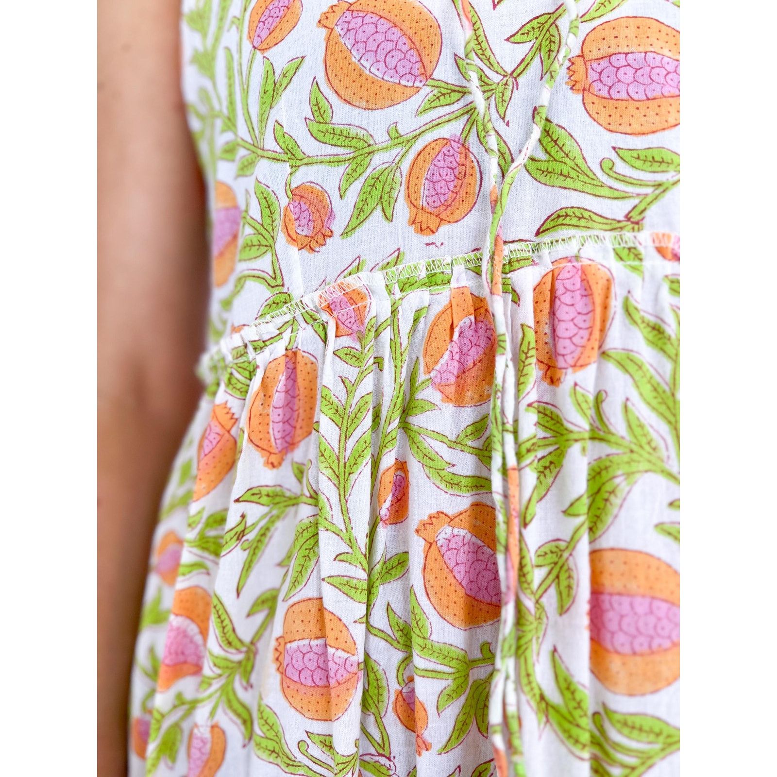 Vintage VTG 70s Boho Prairie Maxi Sleeveless Cotton Pomegranate Size M / US 6-8 / IT 42-44 - 6 Thumbnail